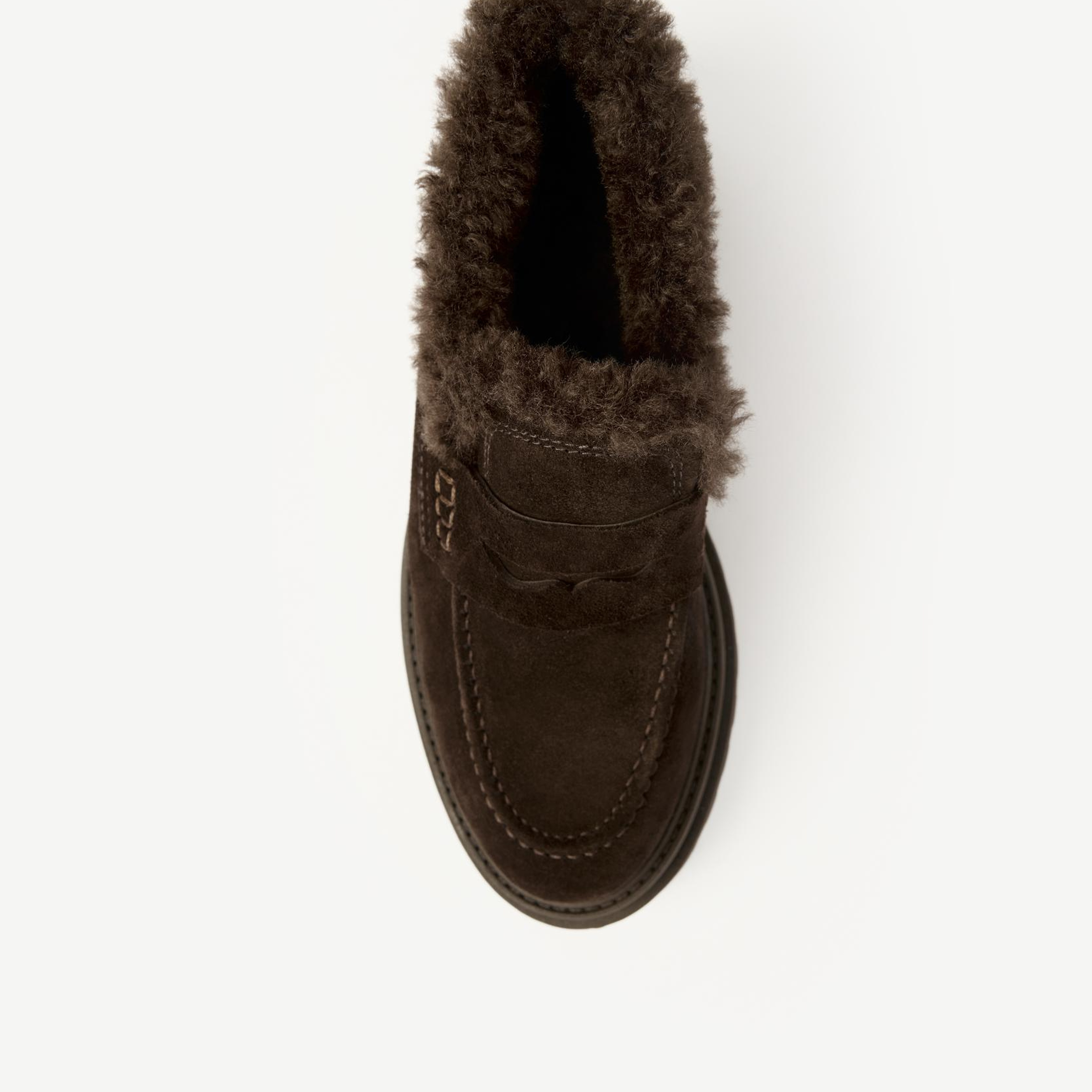 YARGICI Kalın Tabanlı Süet Kürklü Loafer