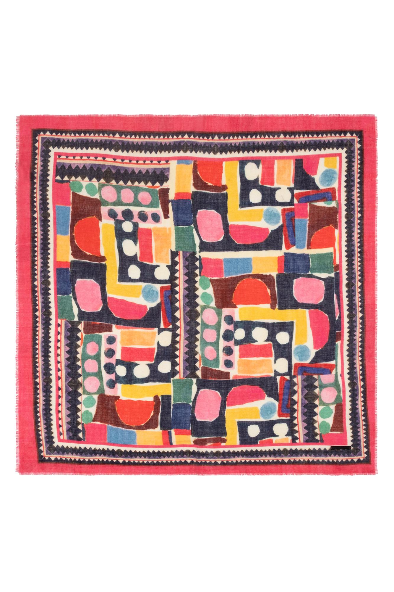 Renkli Jas Desenli Kare Şal 70x70 cm