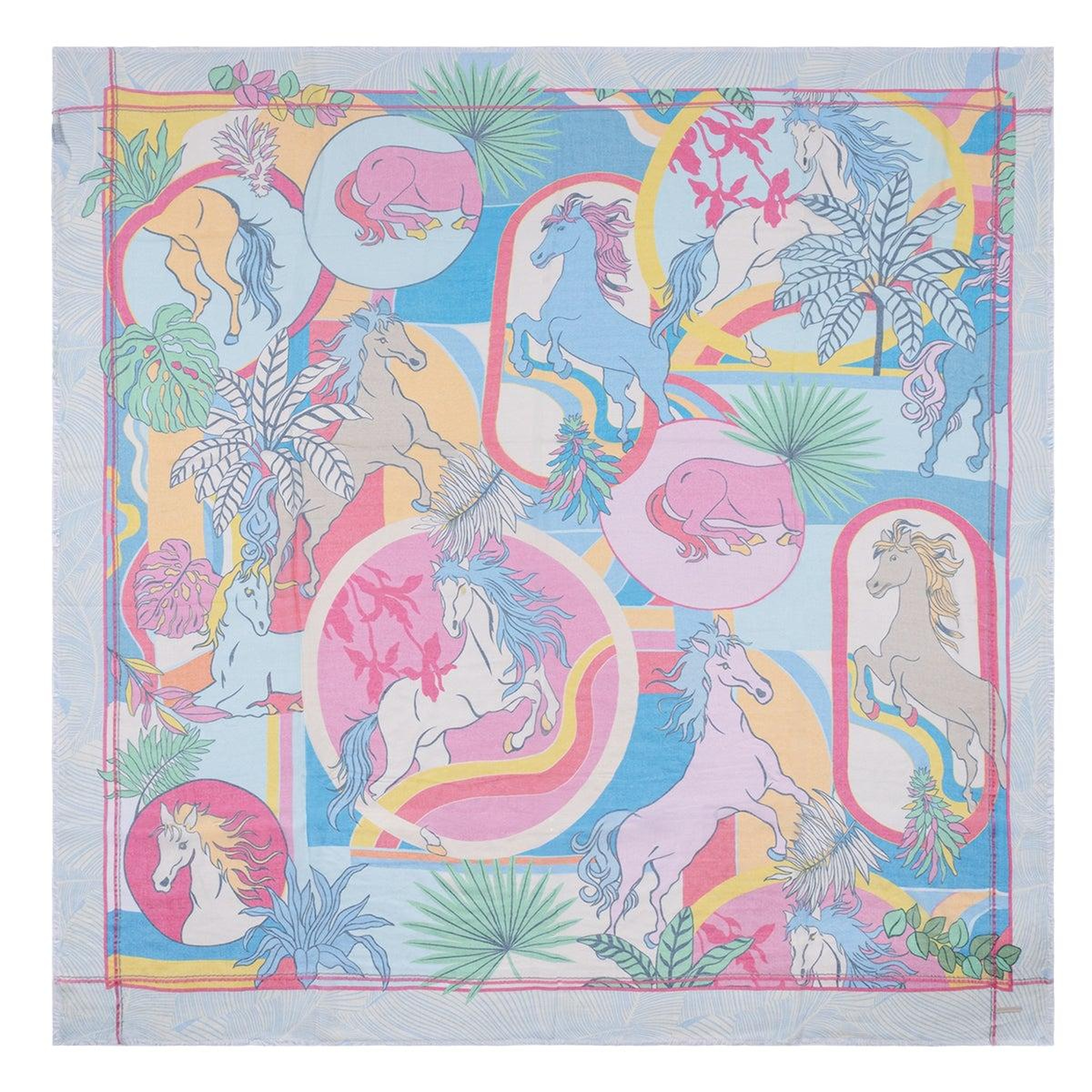 Beyaz Jas Baskılı Pareo Şal 140x140 cm