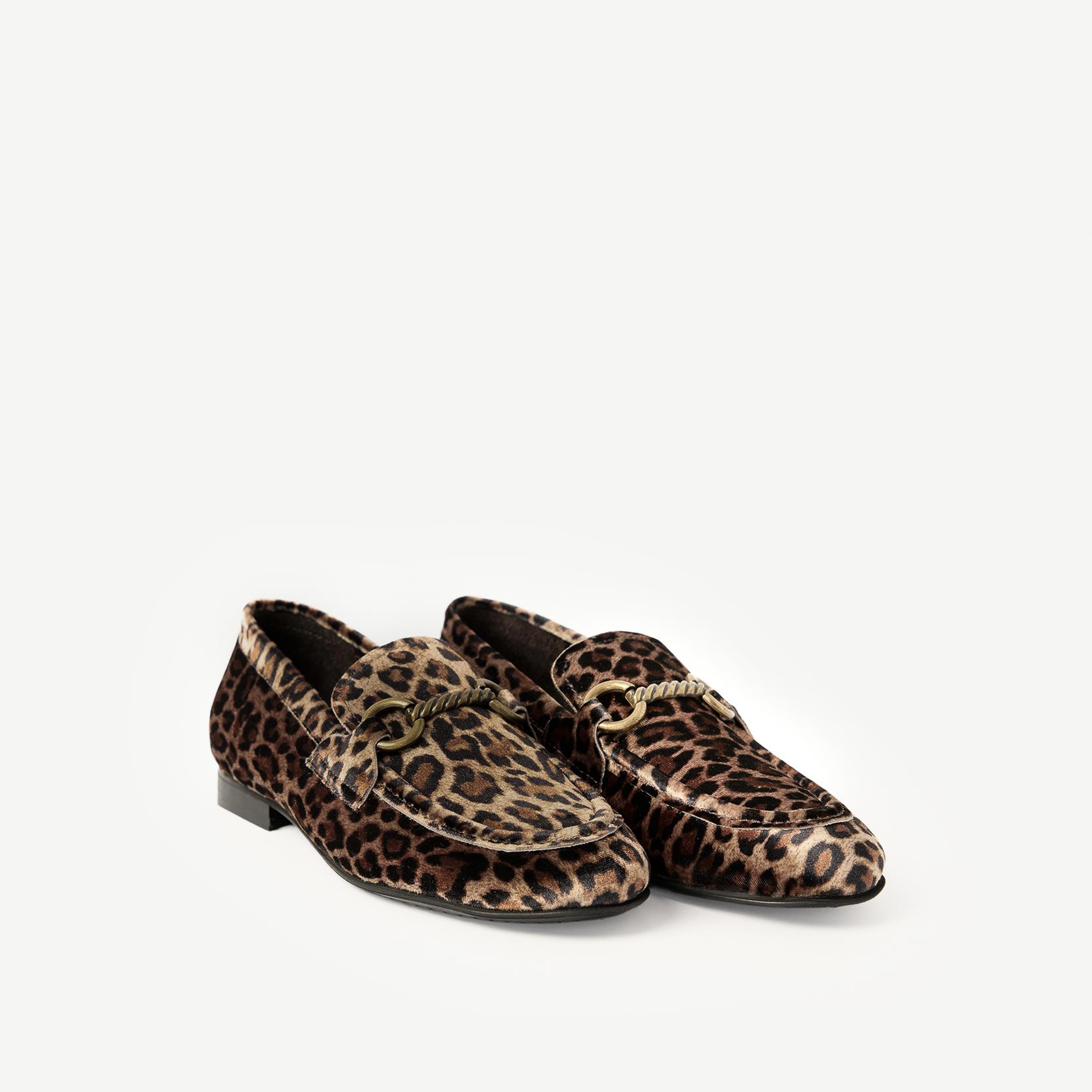 YARGICI Leopar Baskılı Kadife İnce Tabanlı Loafer
