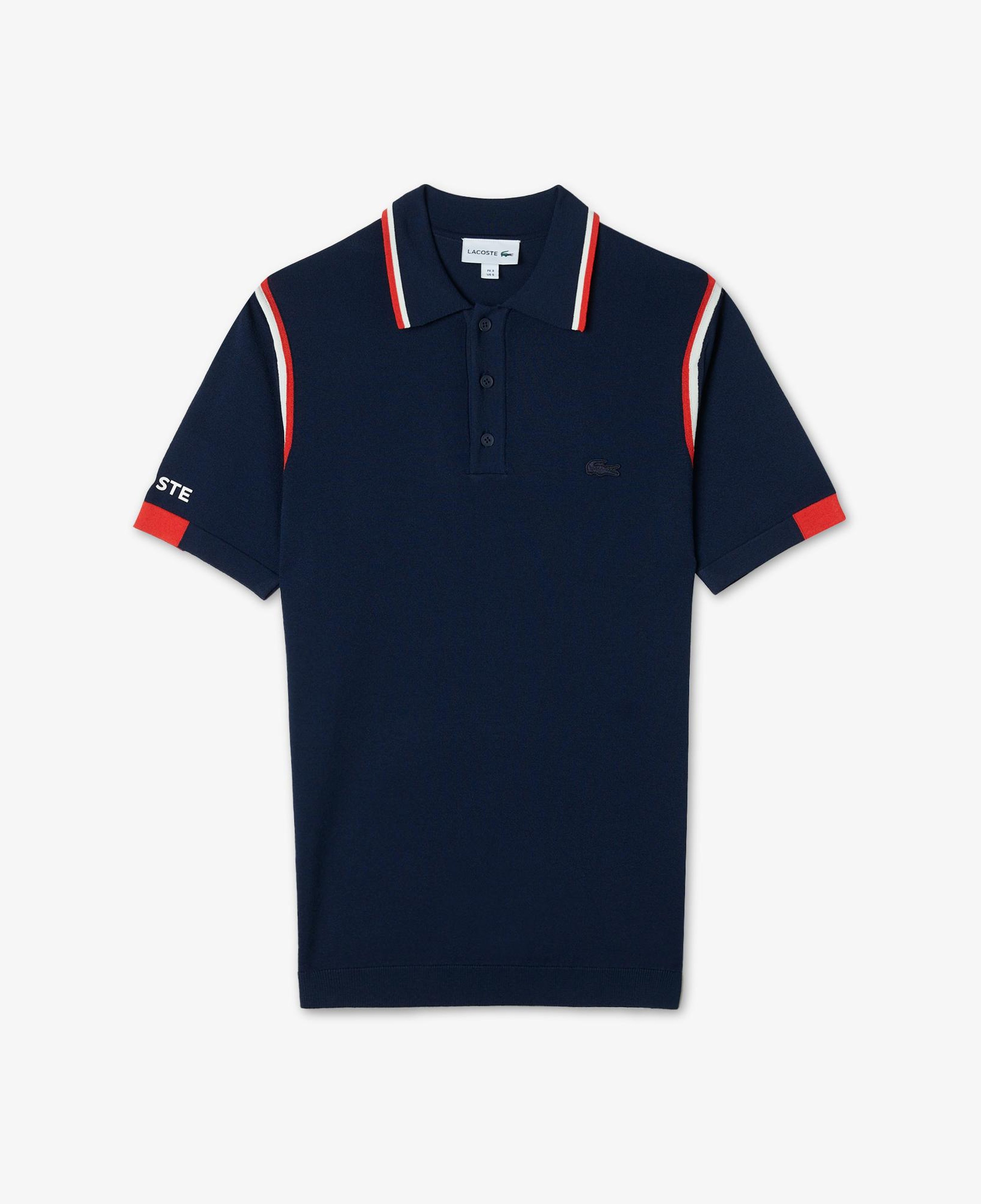 Erkek Regular Fit Polo Yaka Renk Bloklu Lacivert Triko