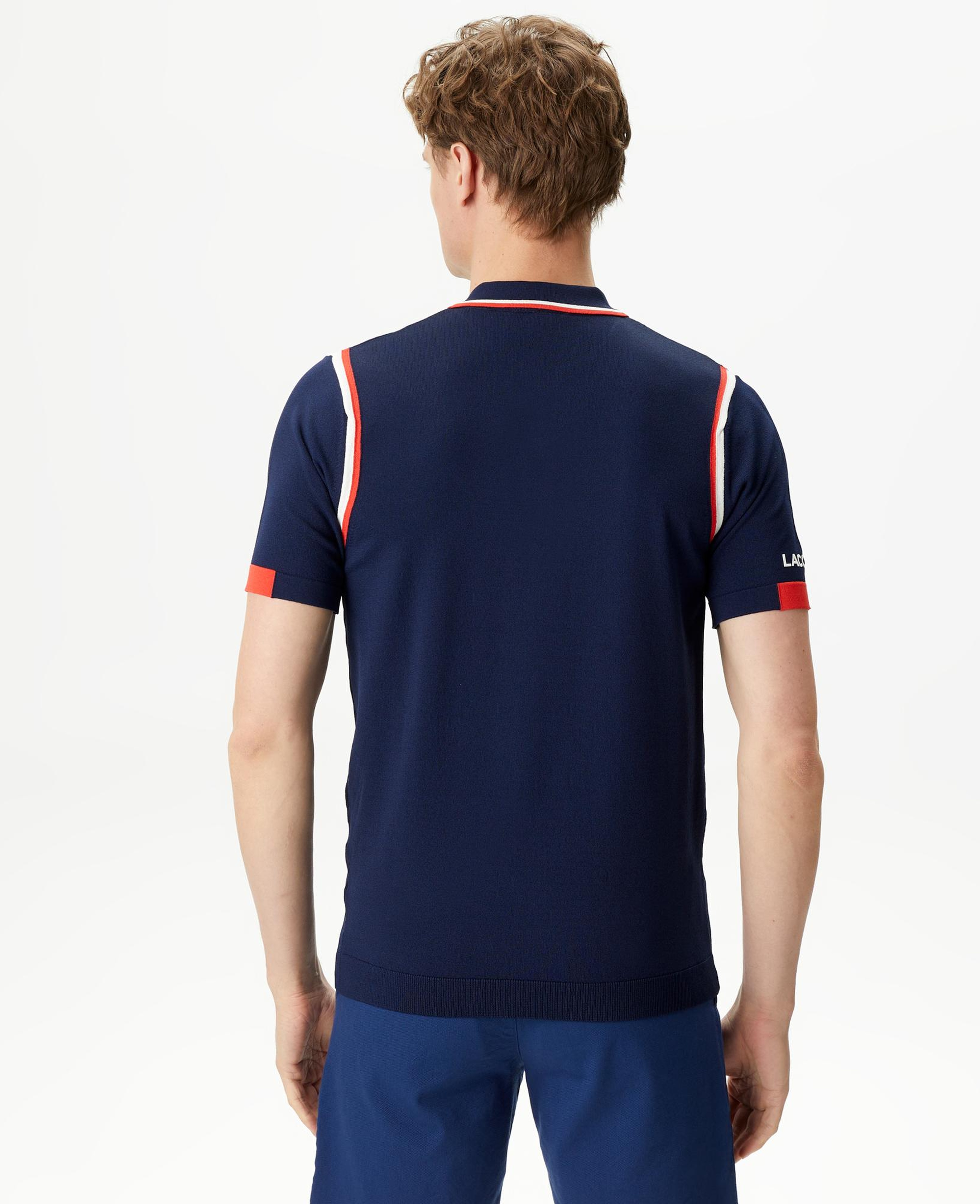 Erkek Regular Fit Polo Yaka Renk Bloklu Lacivert Triko