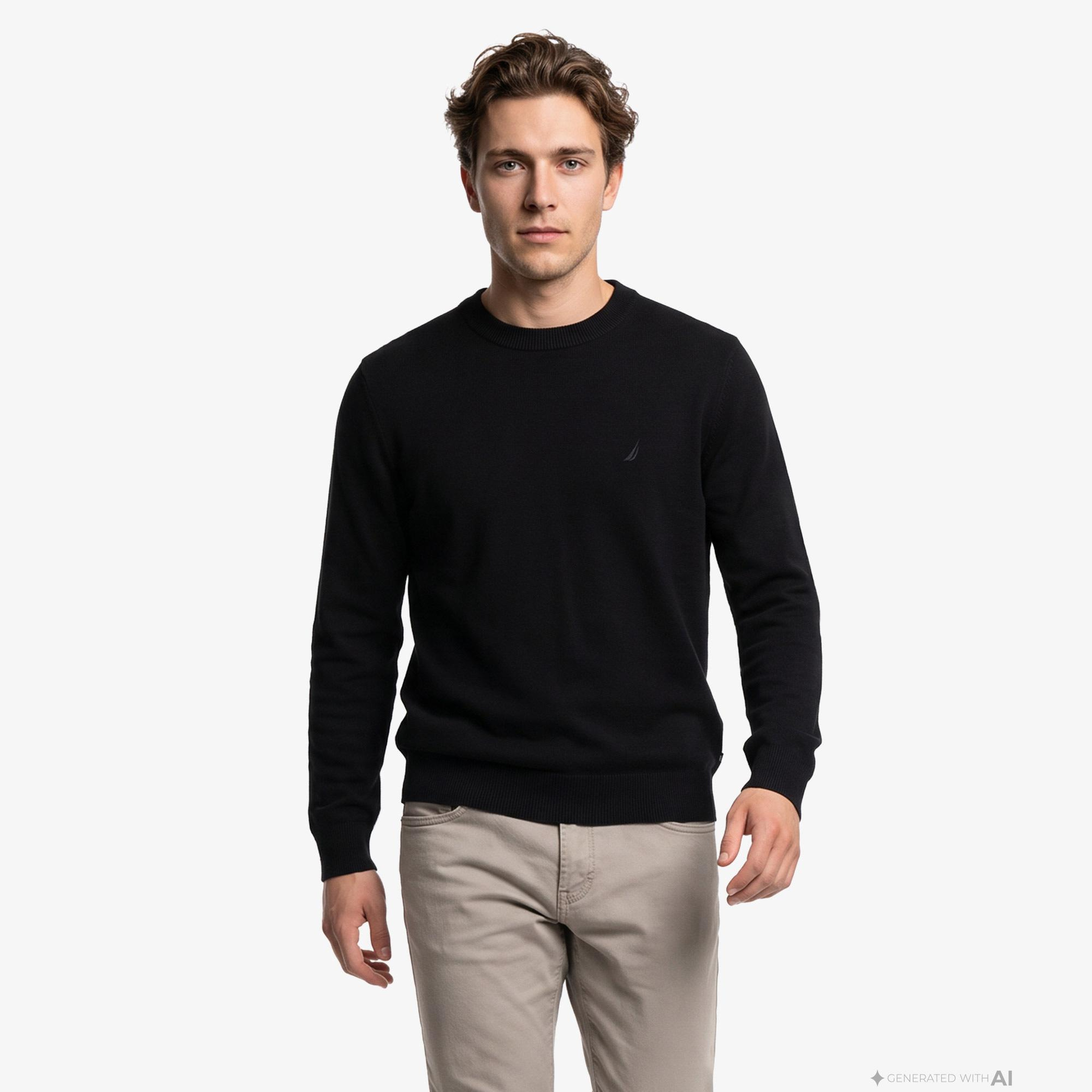 Nautica Erkek Siyah Regular Fit Triko