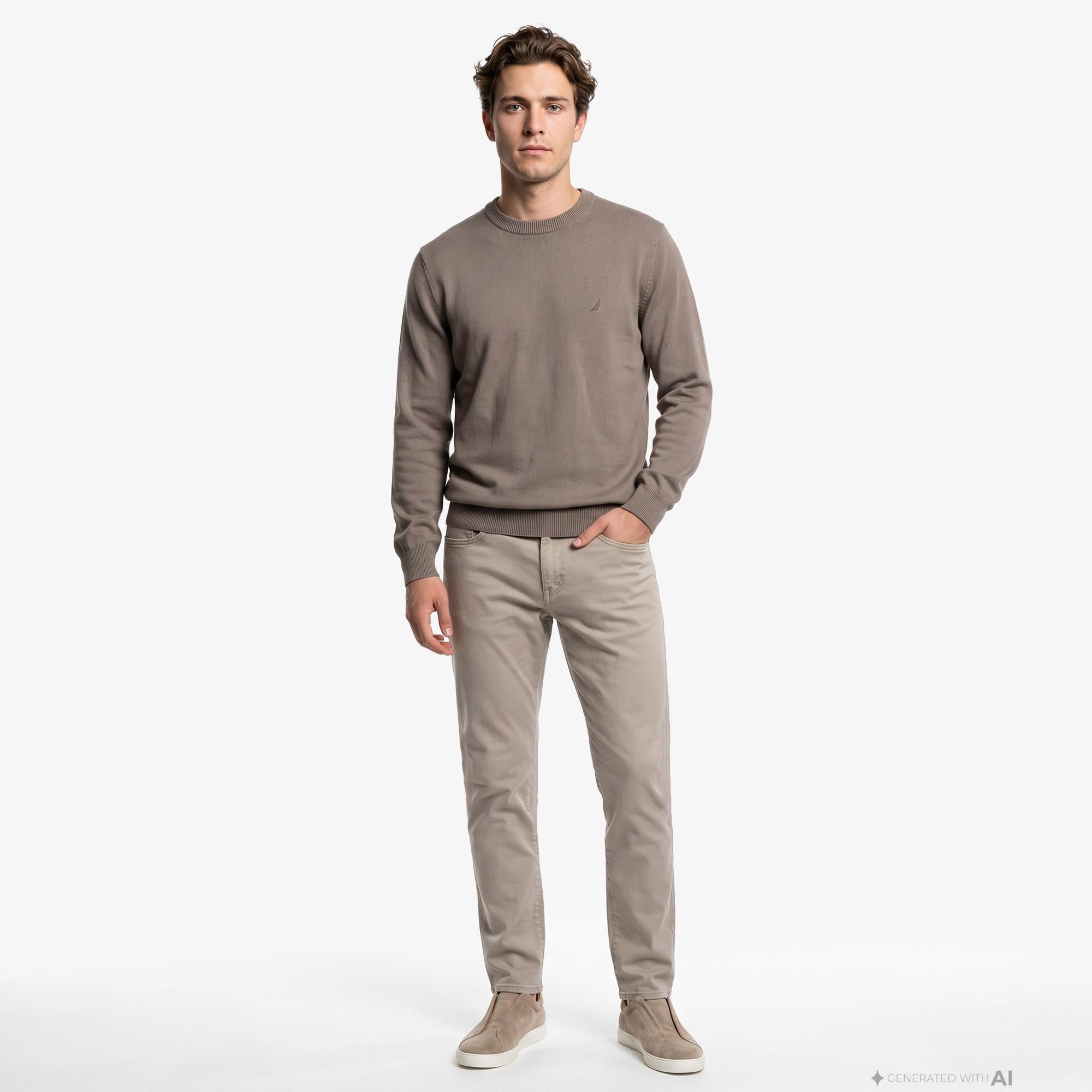 Nautica Erkek Haki Regular Fit Triko