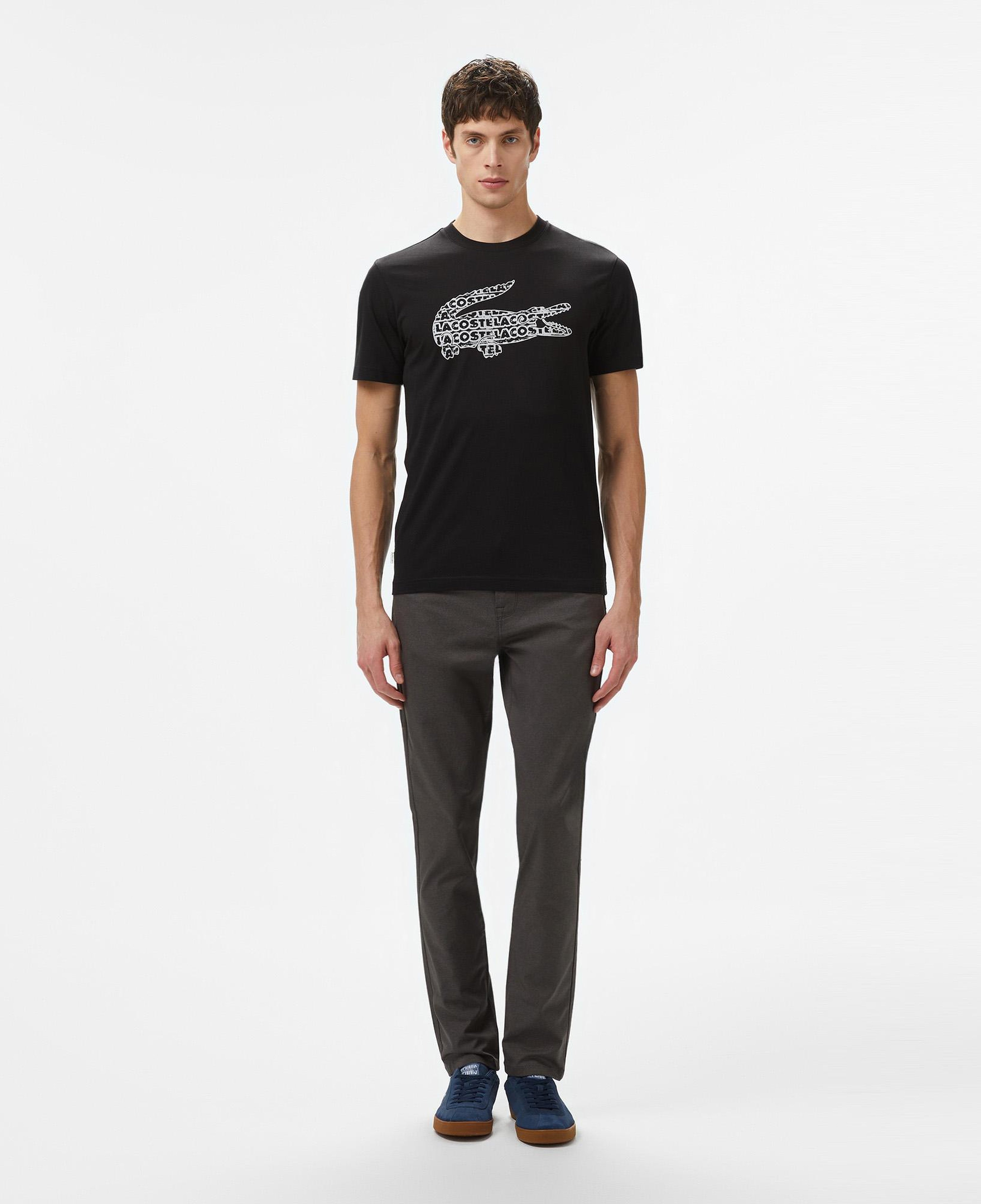 Erkek Regular Fit Bisiklet Yaka Baskılı Siyah T-Shirt