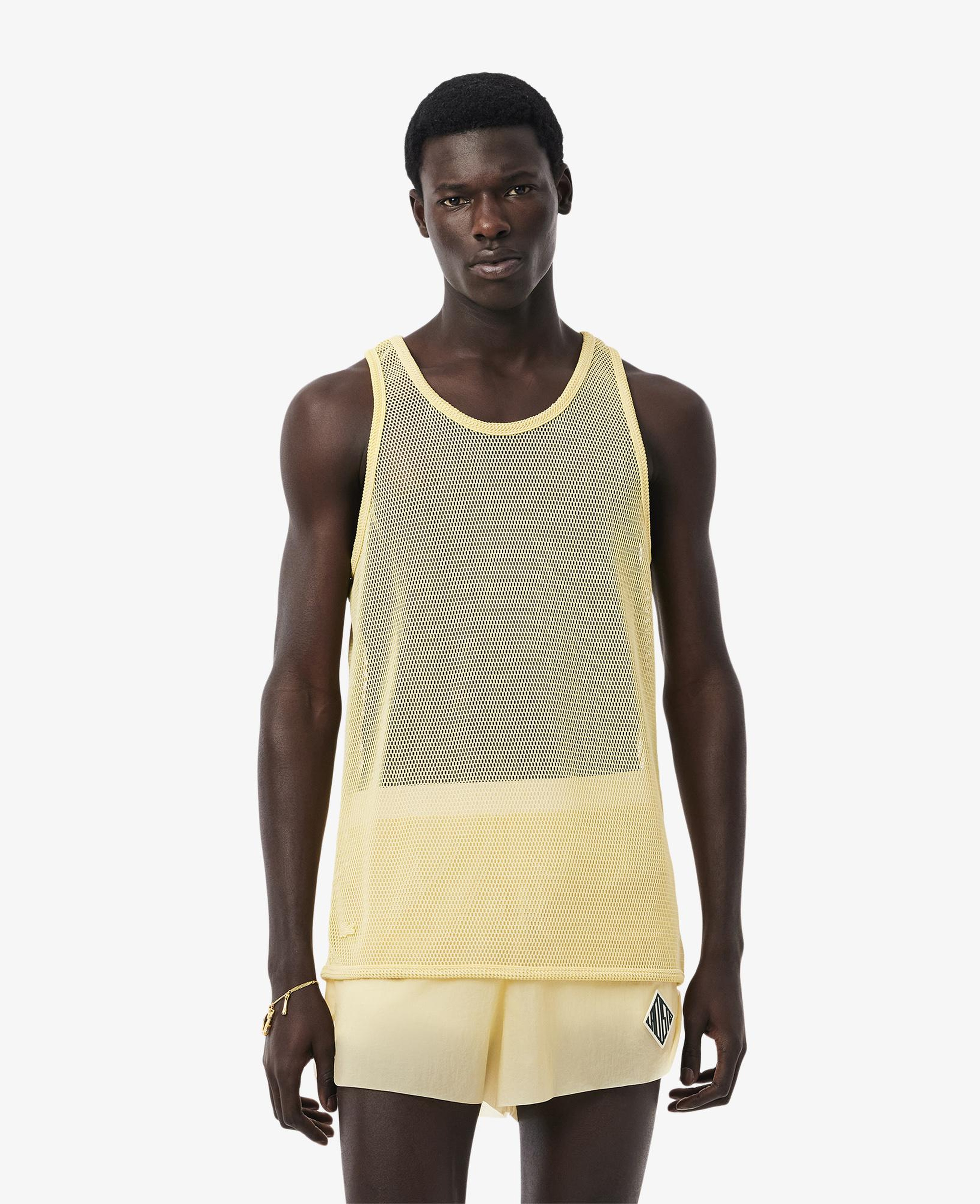 SS25 RUNWAY Erkek Slim Fit Kolsuz Bisiklet Yaka Sarı T-Shirt