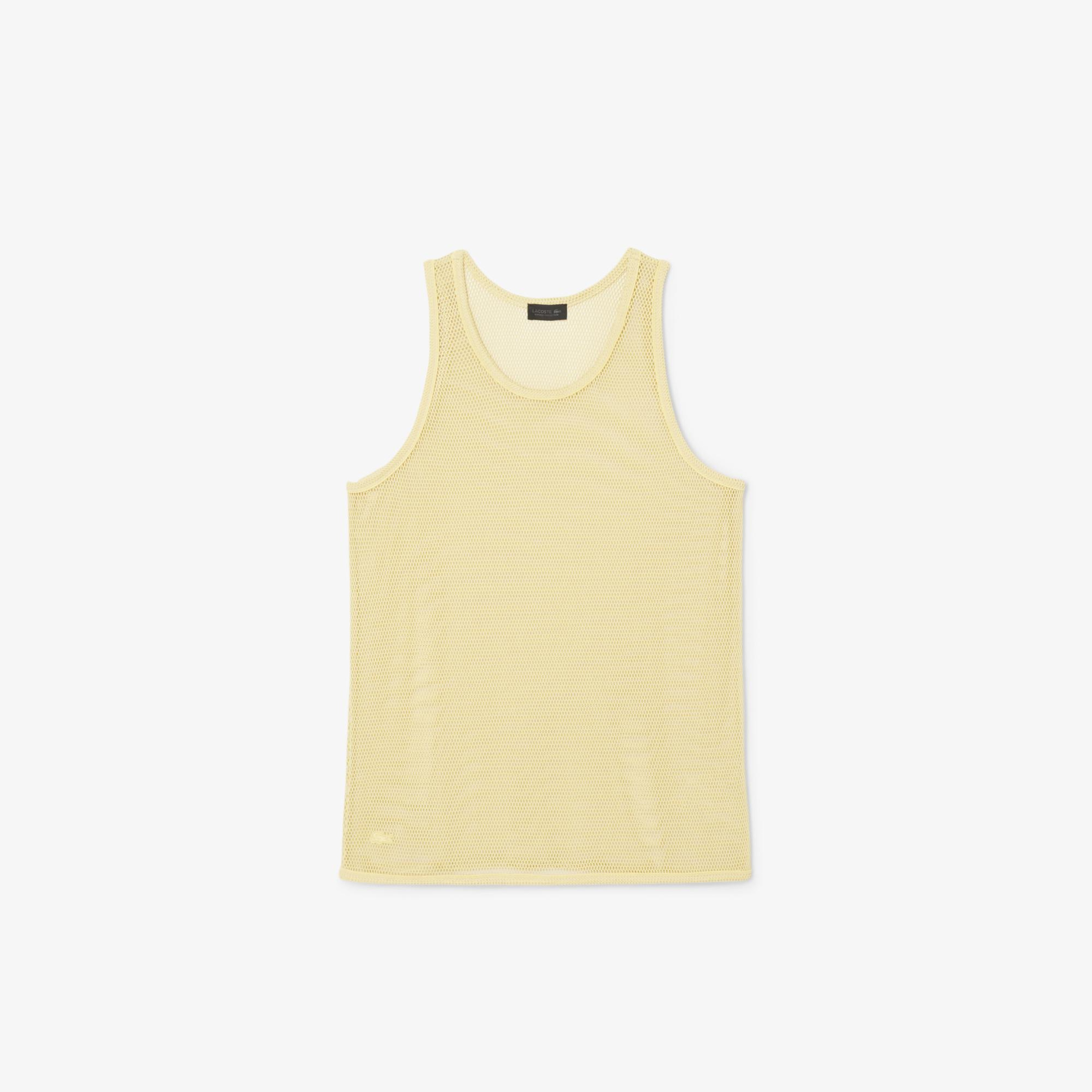 SS25 RUNWAY Erkek Slim Fit Kolsuz Bisiklet Yaka Sarı T-Shirt