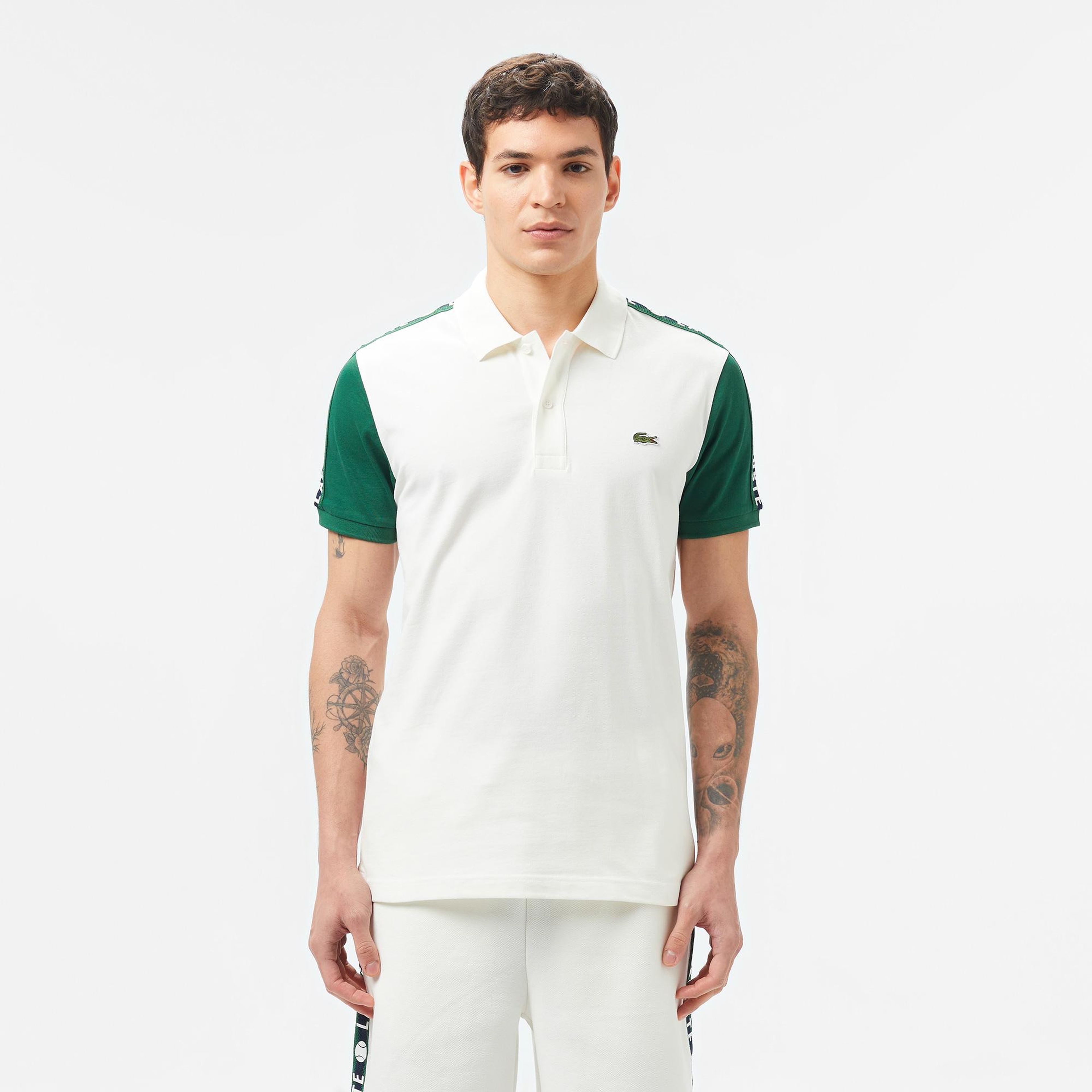 Erkek Regular Fit Renk Bloklu Beyaz Polo
