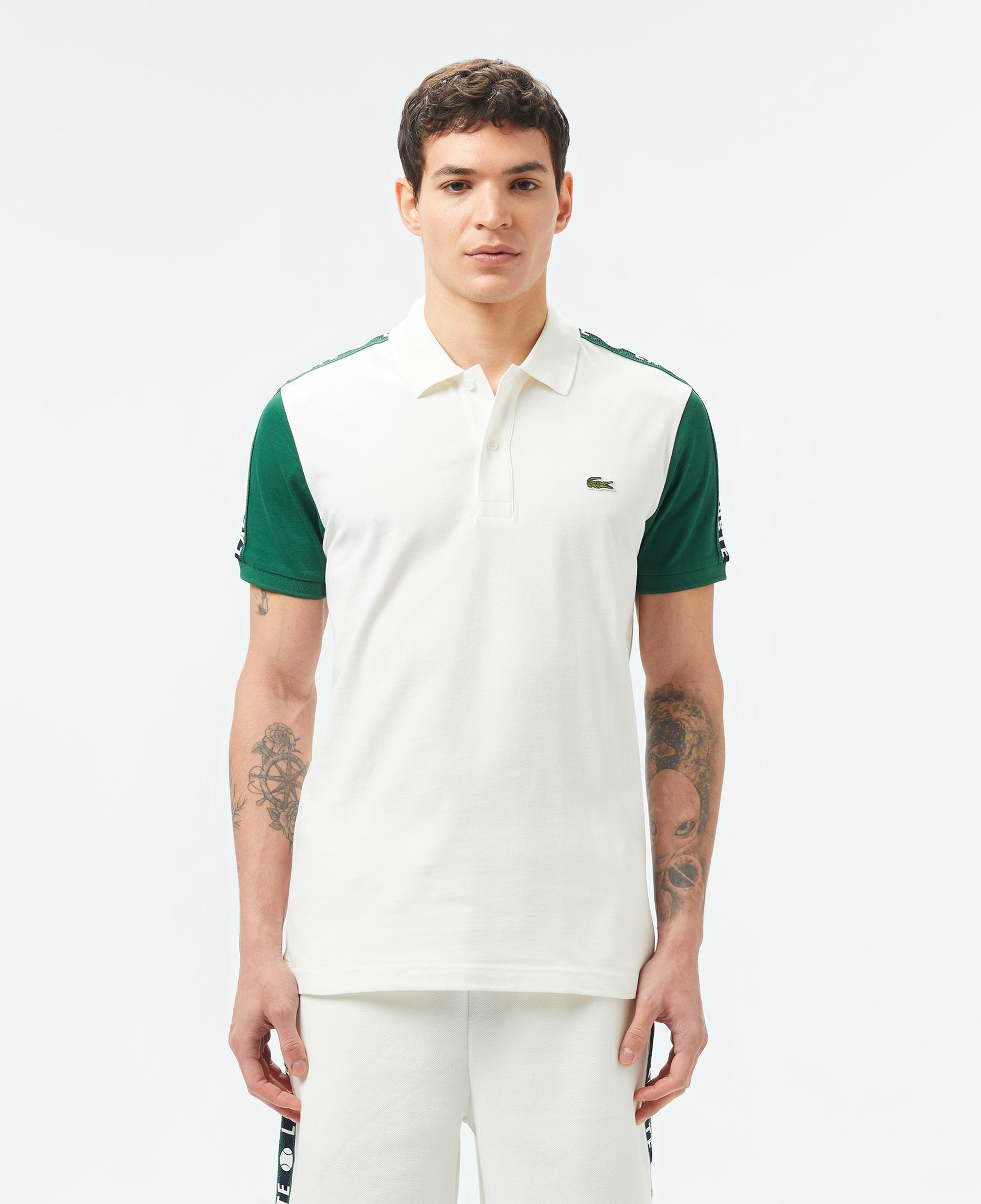 Erkek Regular Fit Renk Bloklu Beyaz Polo