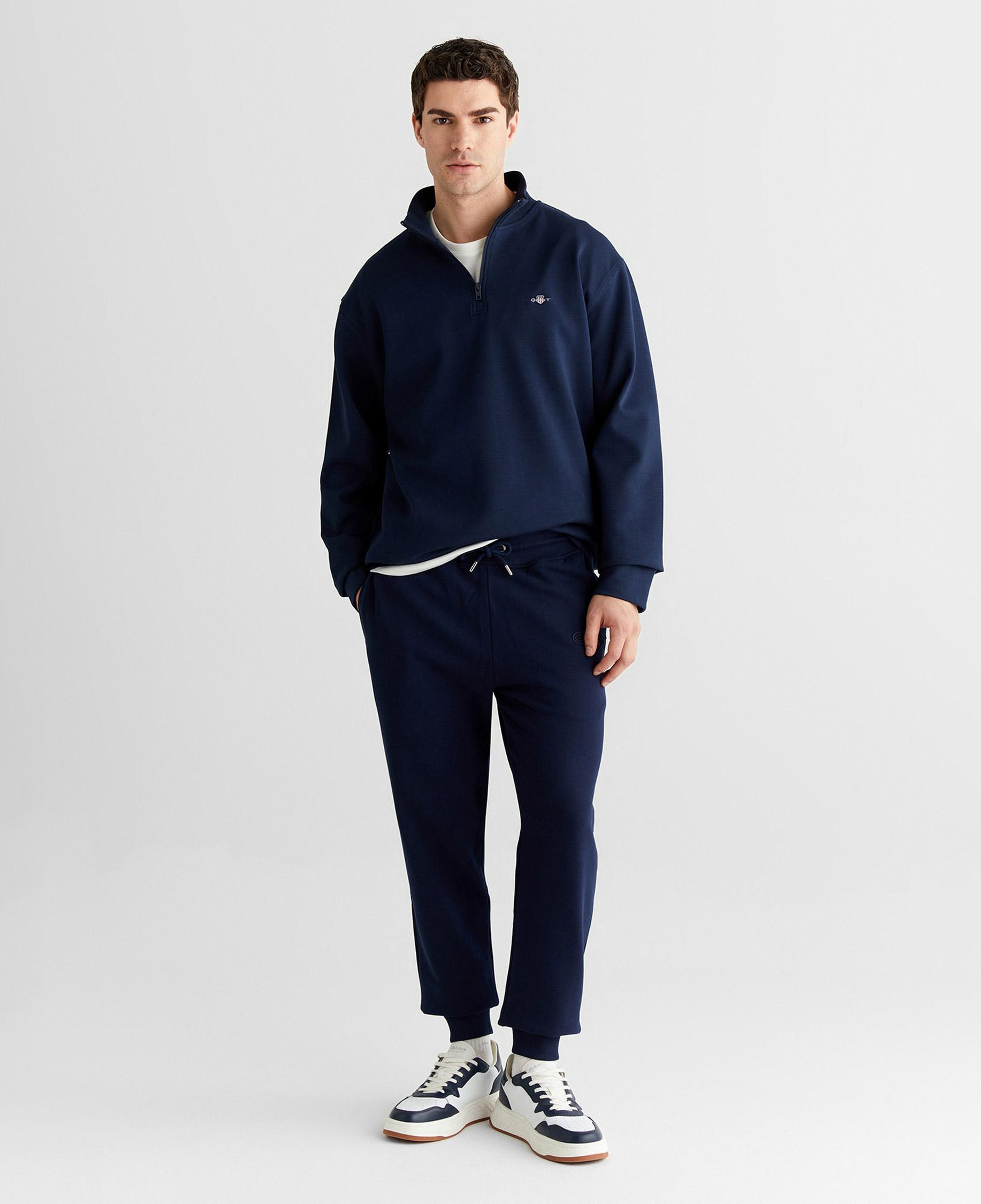 GANT Erkek Lacivert Relaxed Fit Yarım Fermuarlı Sweatshirt