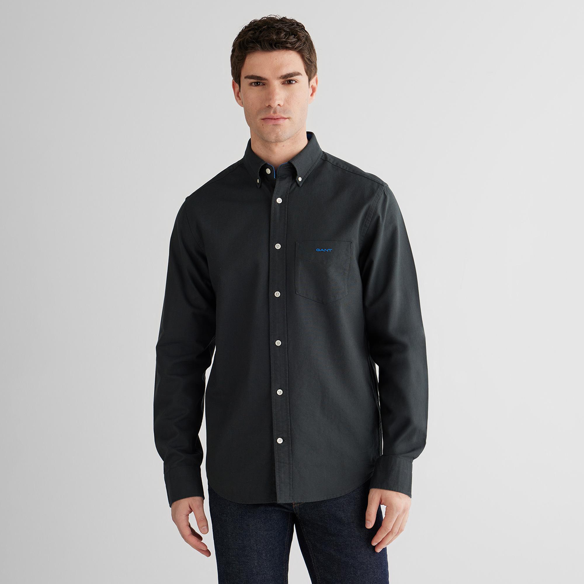 GANT Erkek Siyah Regular Fit Oxford Gömlek