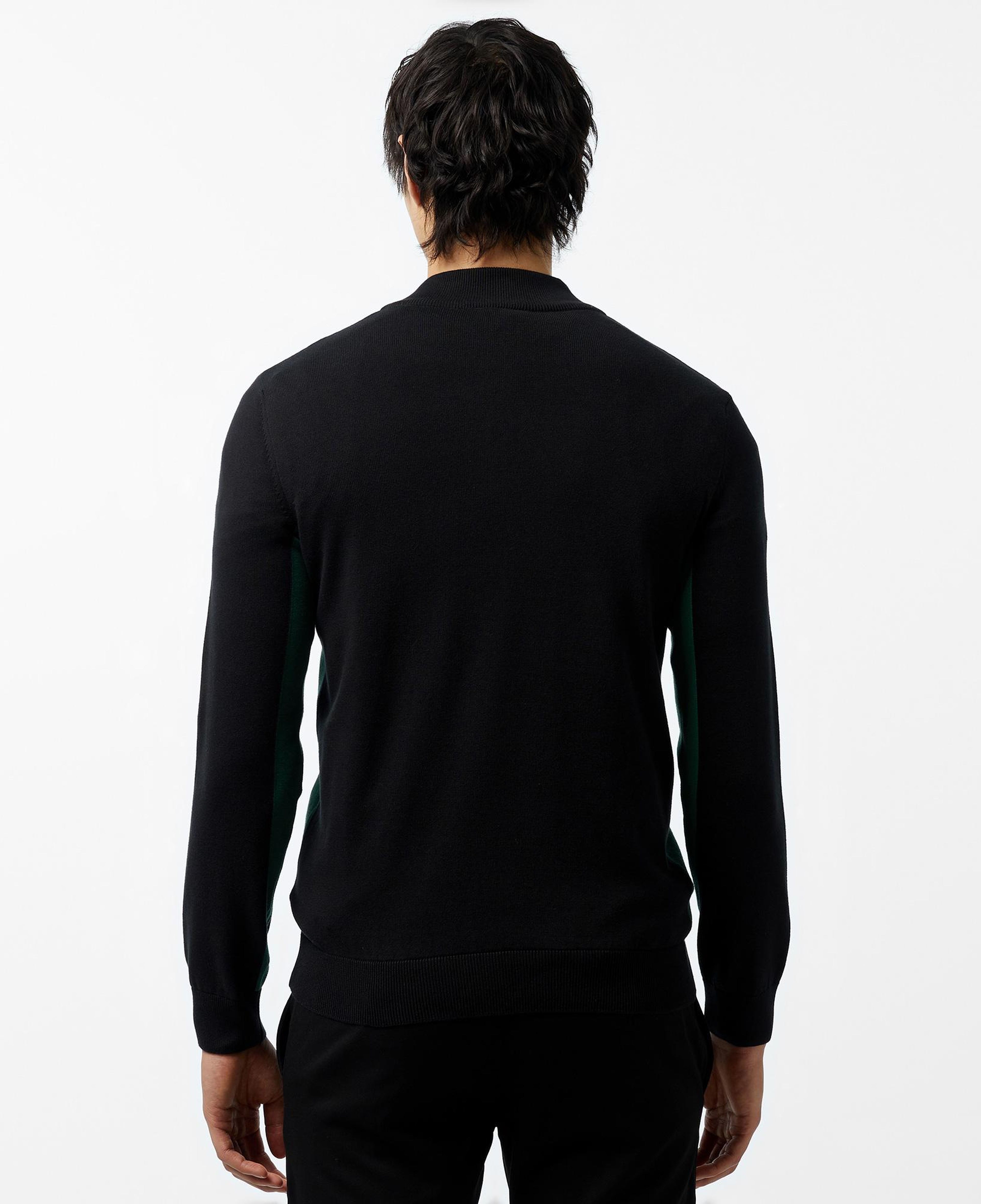 Erkek Relaxed Fit Yarım Fermuarlı Renk Bloklu Siyah Kazak