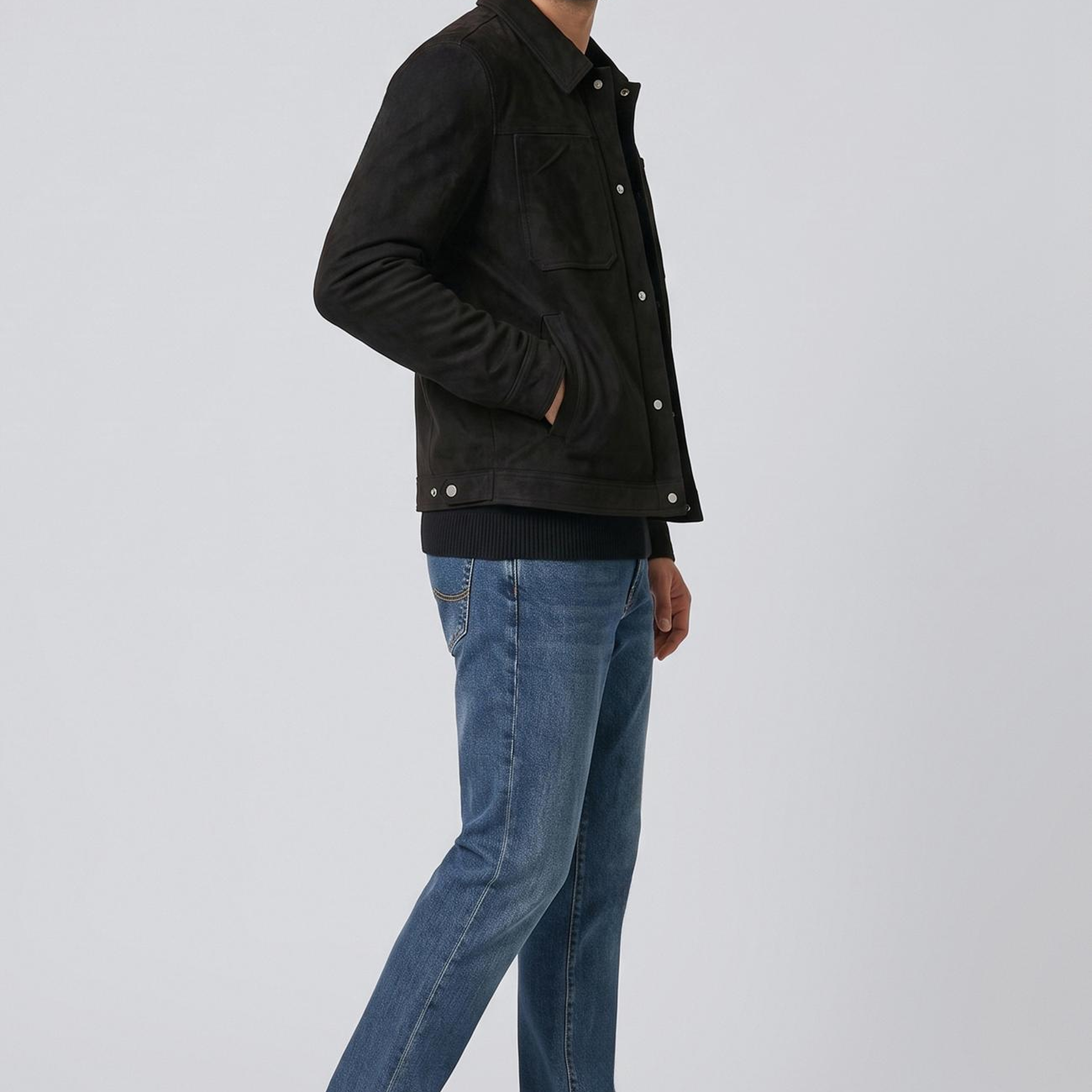Network Erkek Siyah Slim Fit Yan Cep Detaylı Dış Gömlek