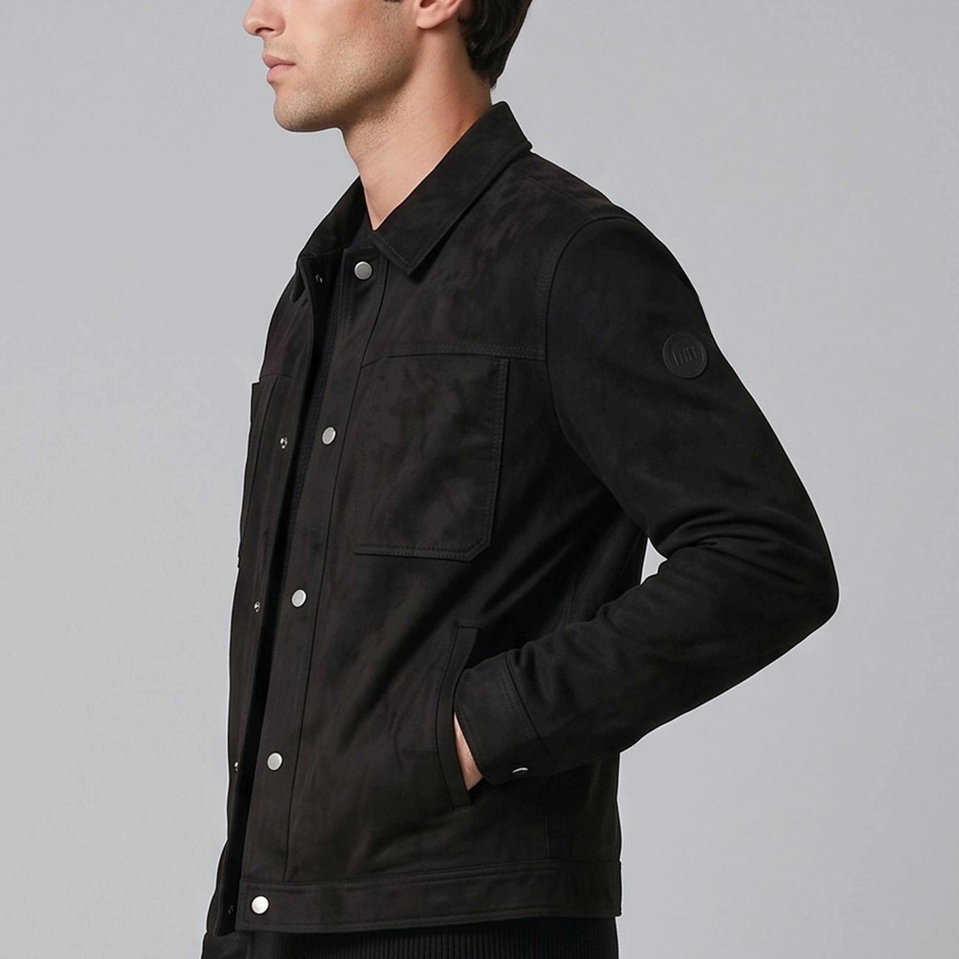 Network Erkek Siyah Slim Fit Yan Cep Detaylı Dış Gömlek