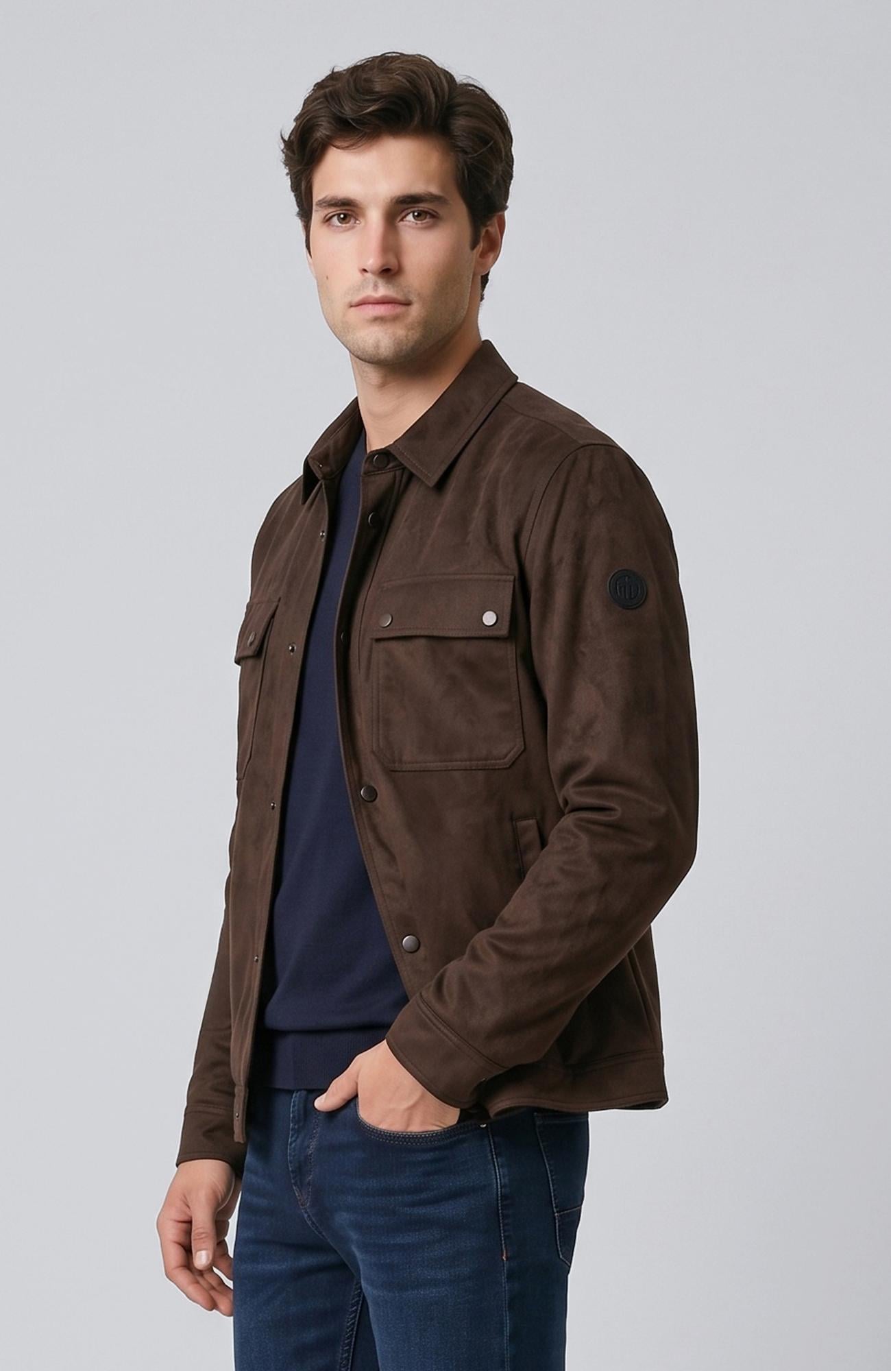 Network Erkek Acı Kahve Slim Fit Yan Cep Detaylı Dış Gömlek