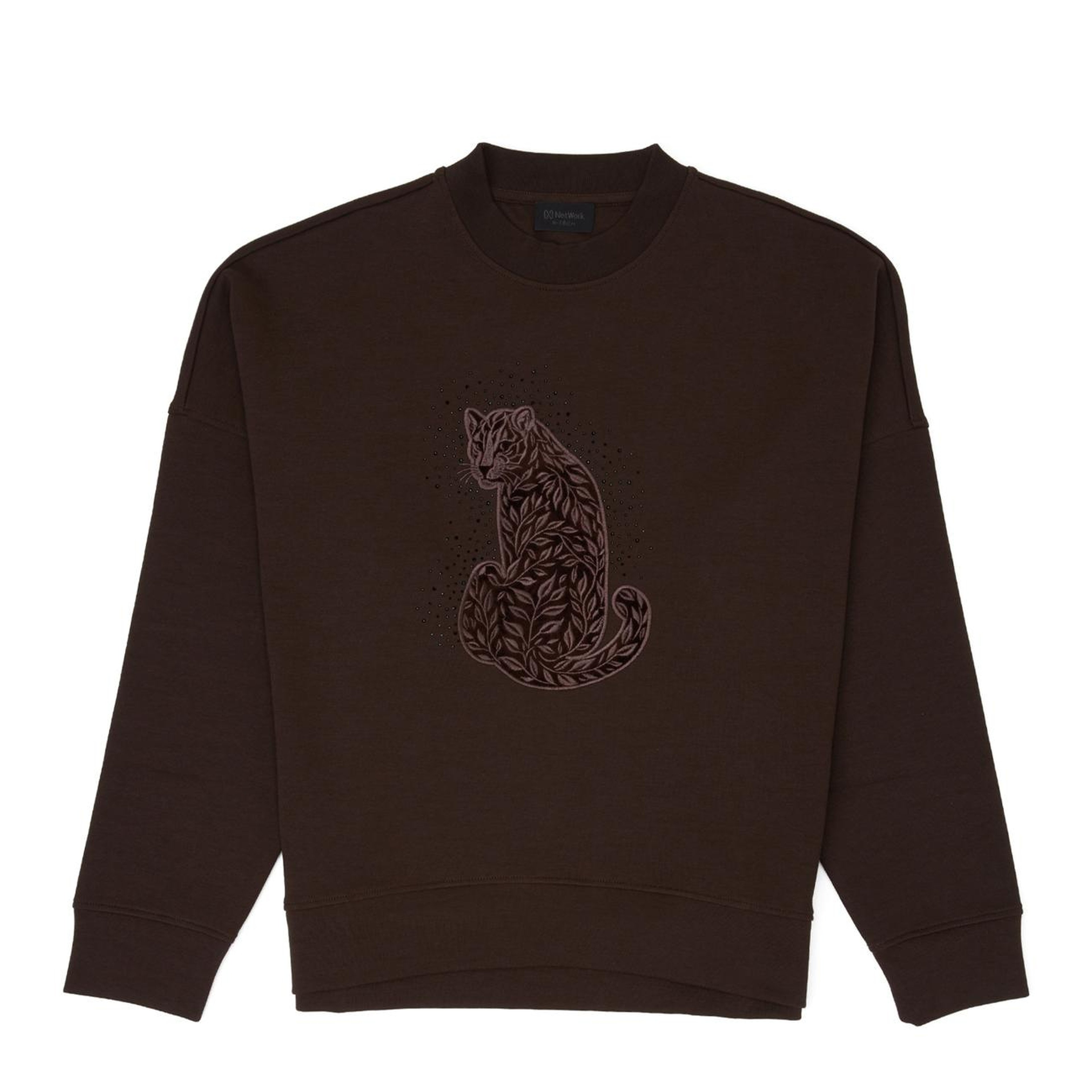 Network Kadın N-Tech Acı Kahve Kaplan Figürlü Sweatshirt