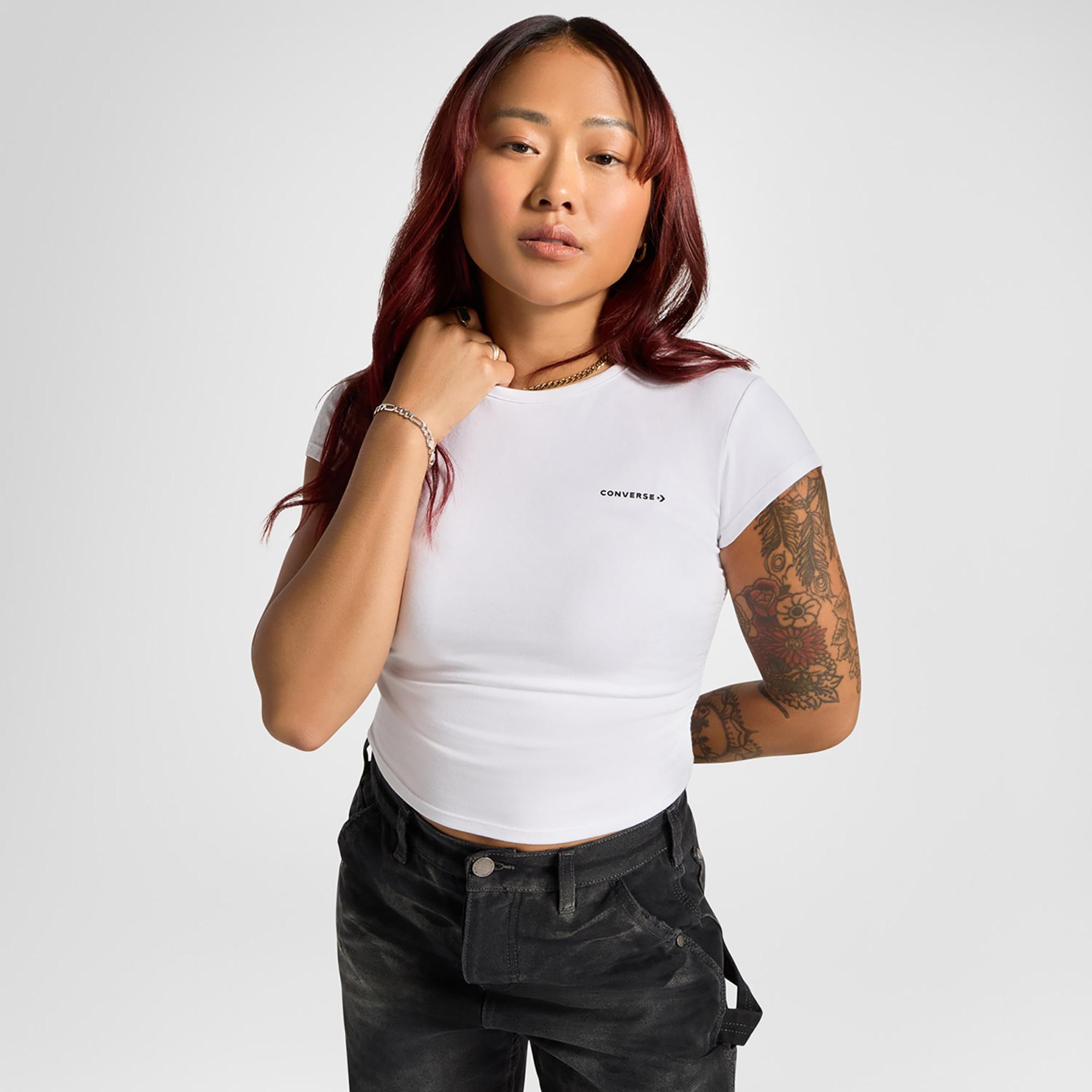 Converse Wordmark Kadın Beyaz T-Shirt
