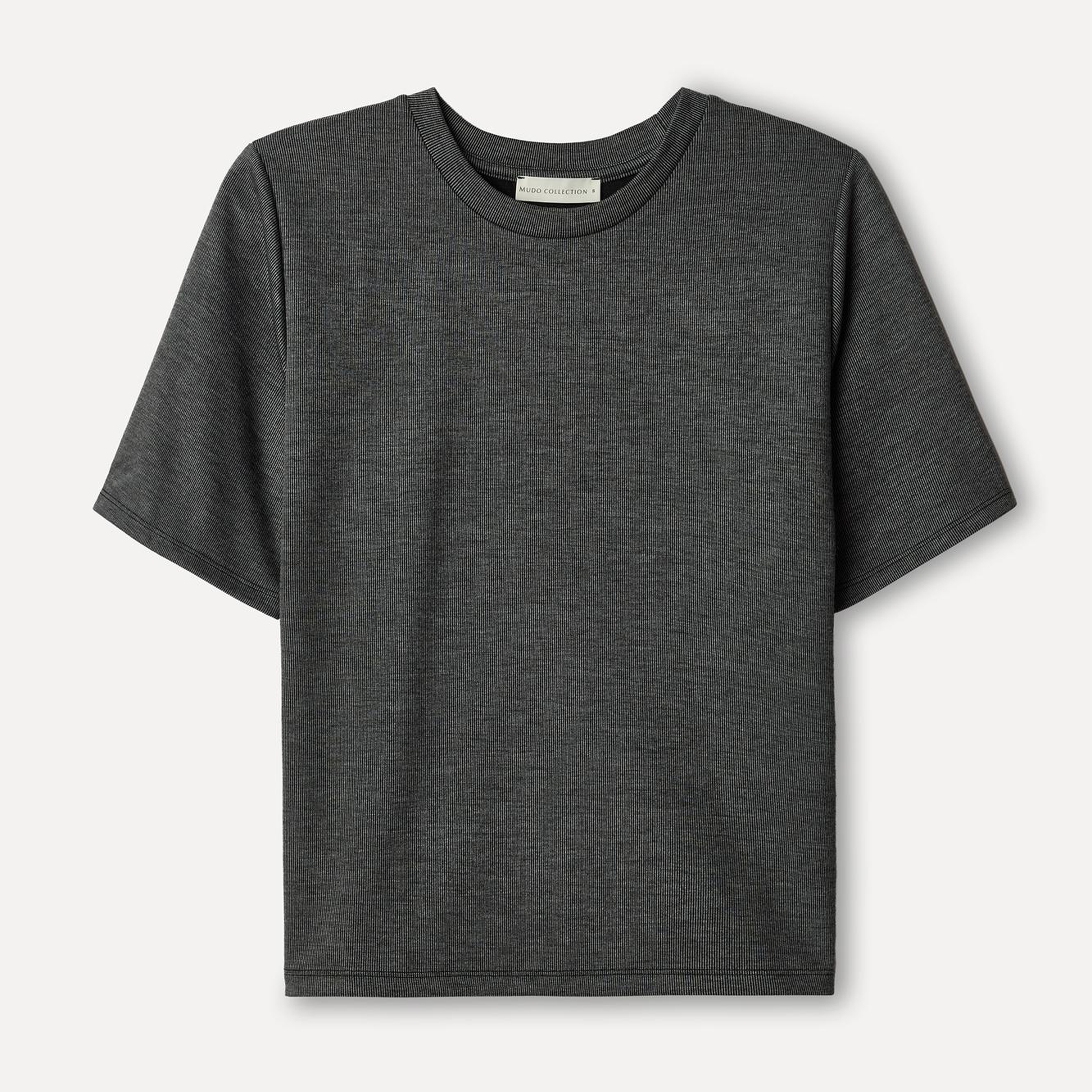 Kadın Gri Melanj Bisiklet Yaka T-Shirt