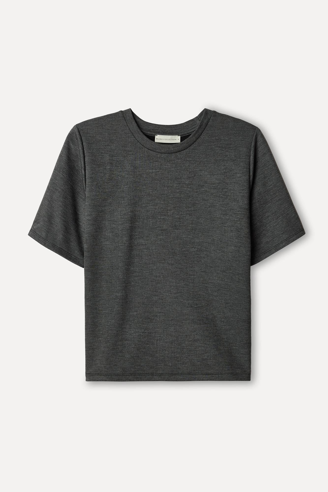 Kadın Gri Melanj Bisiklet Yaka T-Shirt