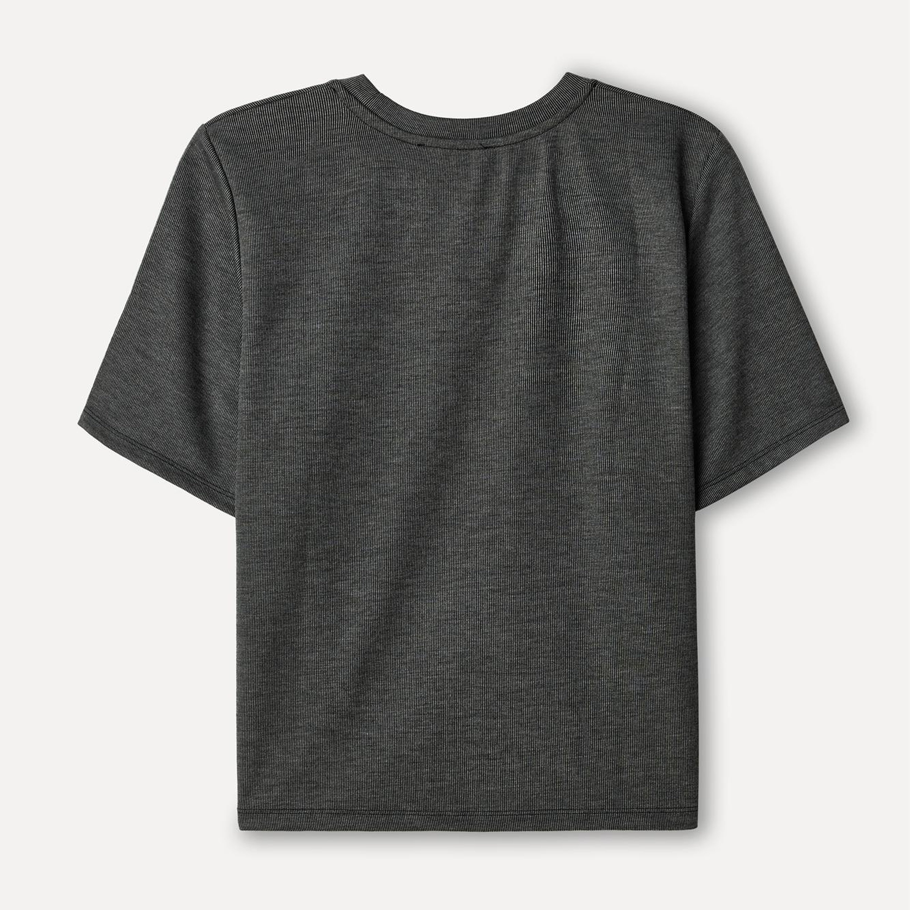 Kadın Gri Melanj Bisiklet Yaka T-Shirt