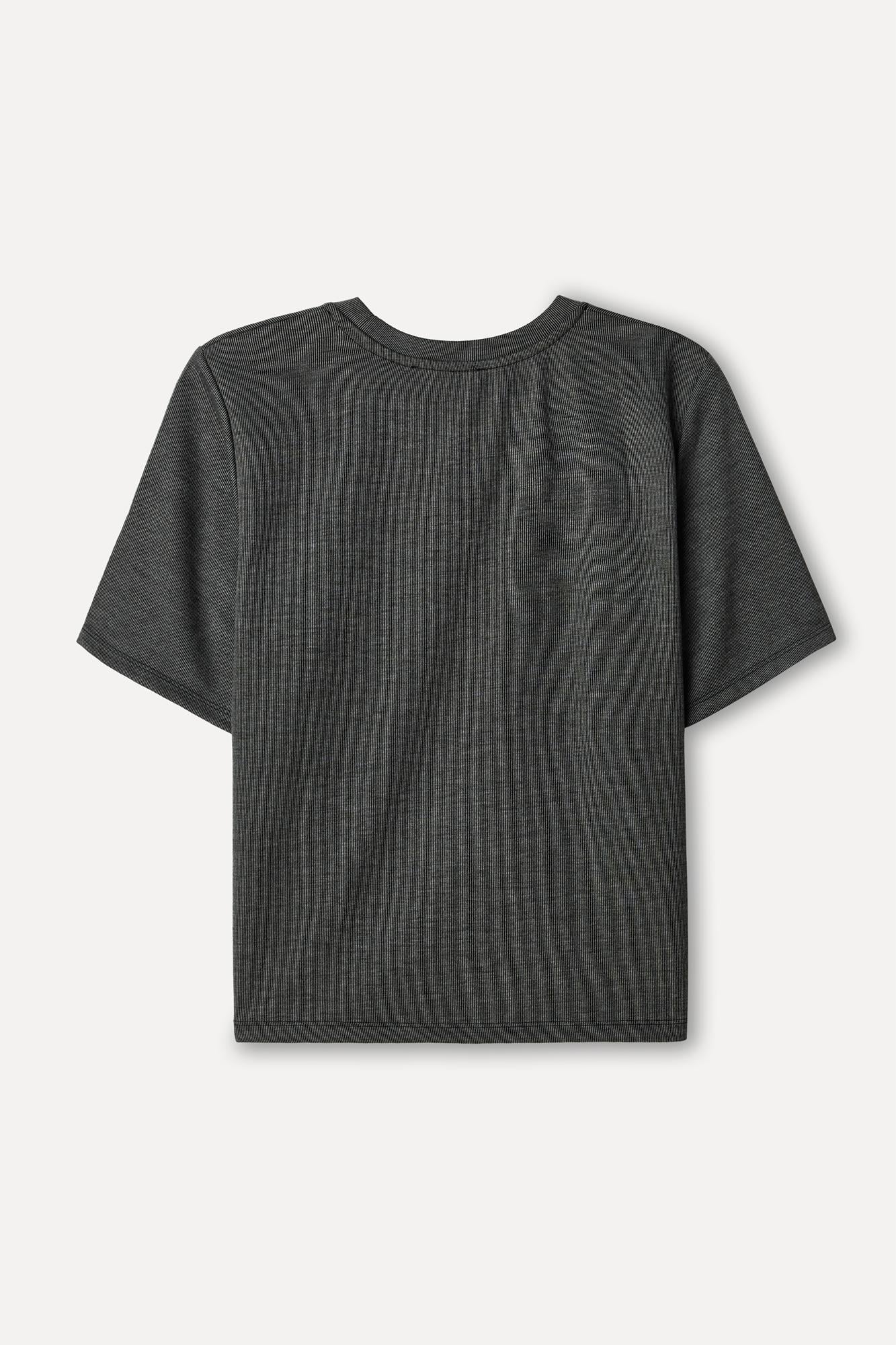 Kadın Gri Melanj Bisiklet Yaka T-Shirt