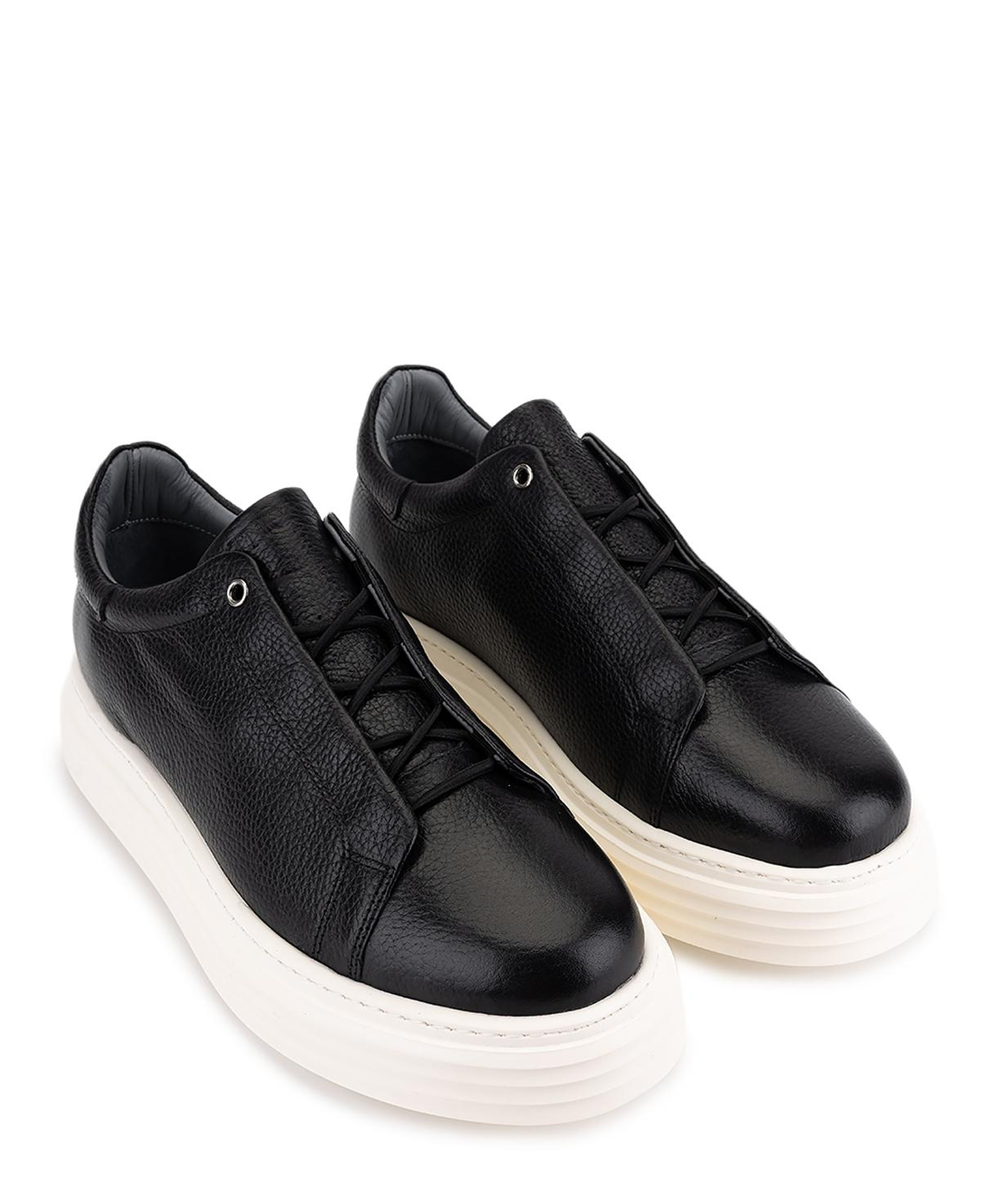 Tamer Tanca Erkek Hakiki Deri Siyah Floter Sneakers & Spor Ayakkabı