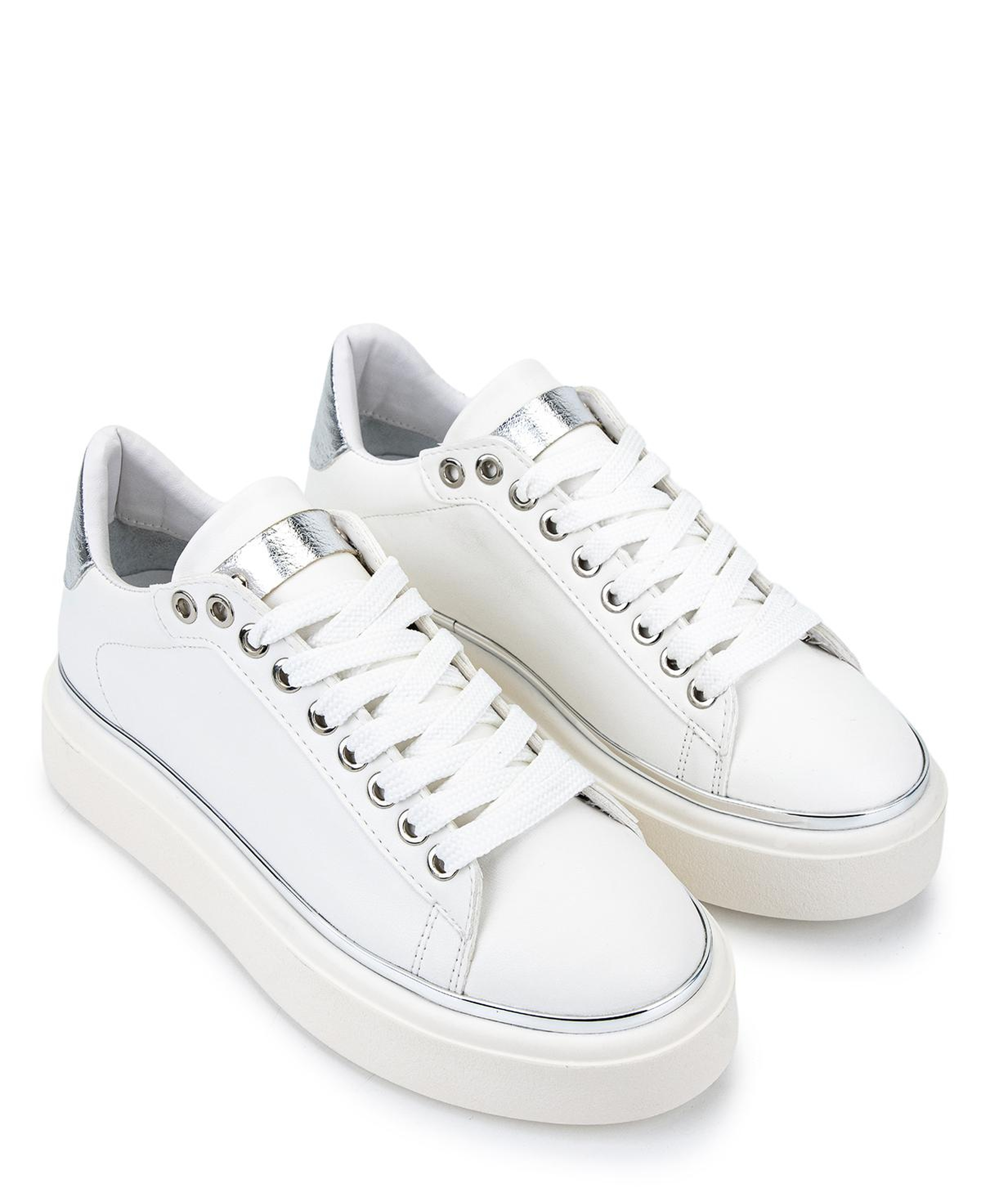 Tamer Tanca Kadın Suni Deri Beyaz/Gümüş Sneakers & Spor Ayakkabı