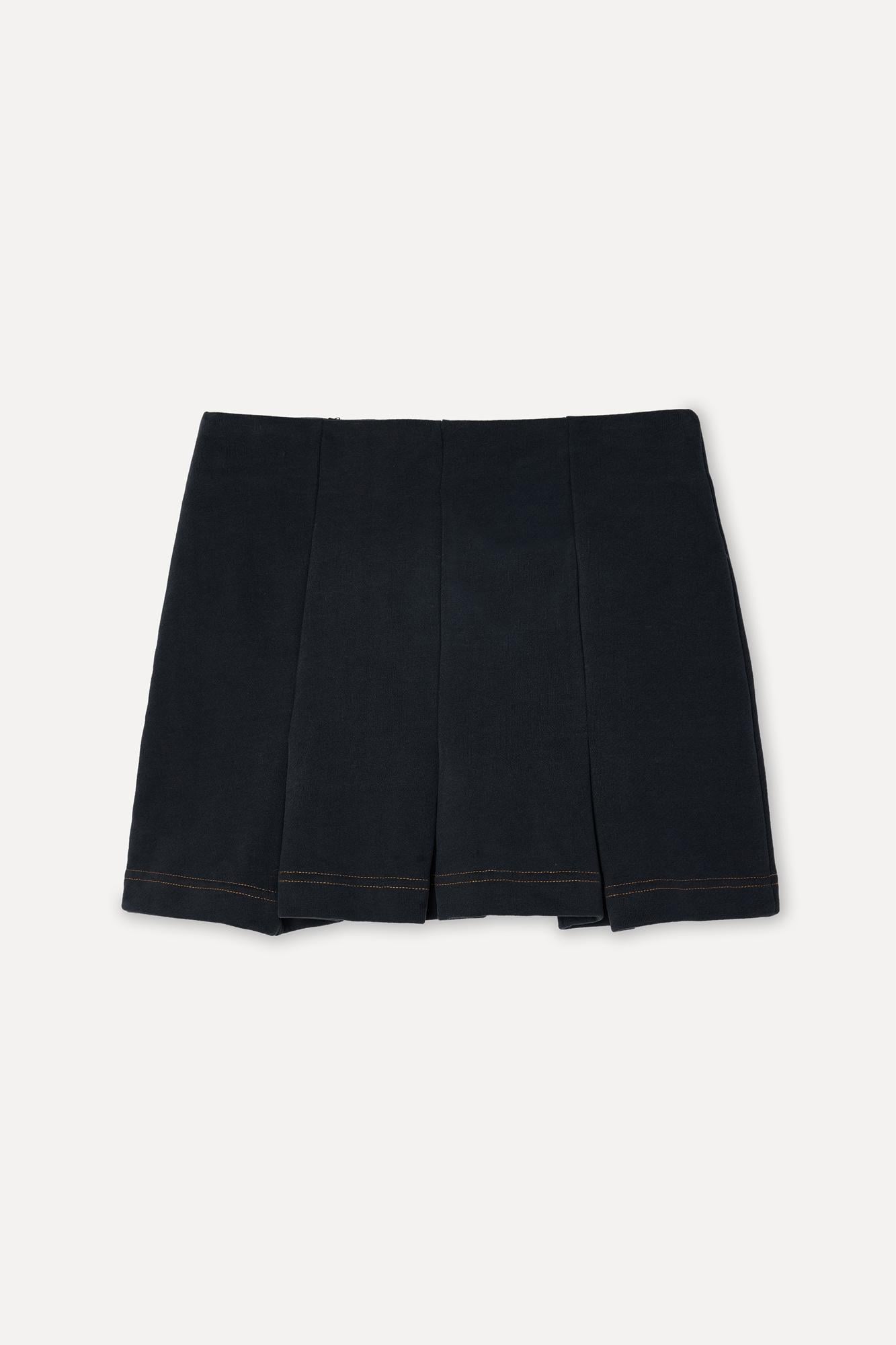 Kadın İndigo Pileli Mini Etek