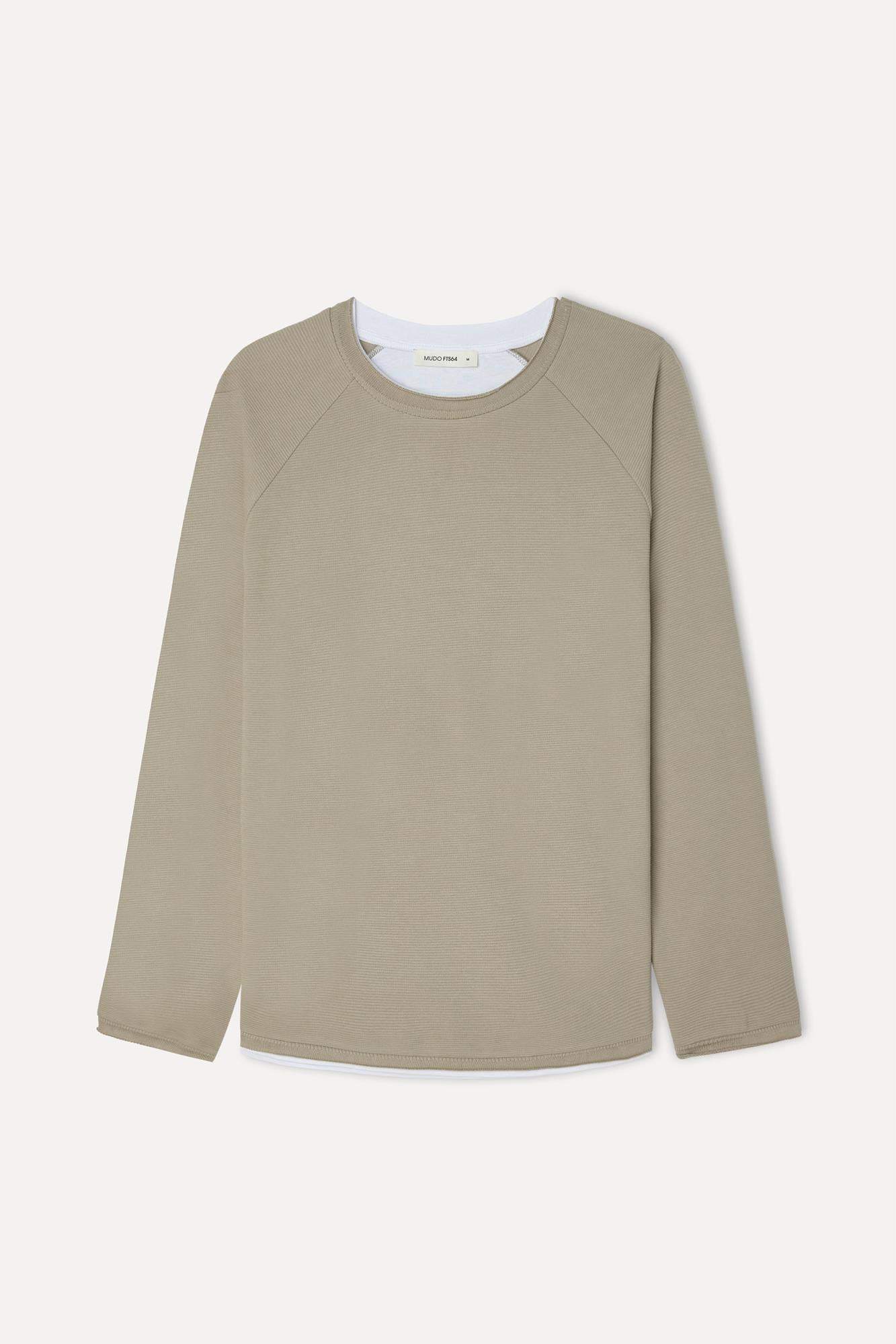 Erkek Vizon Rengi Bisiklet Yaka Sweatshirt