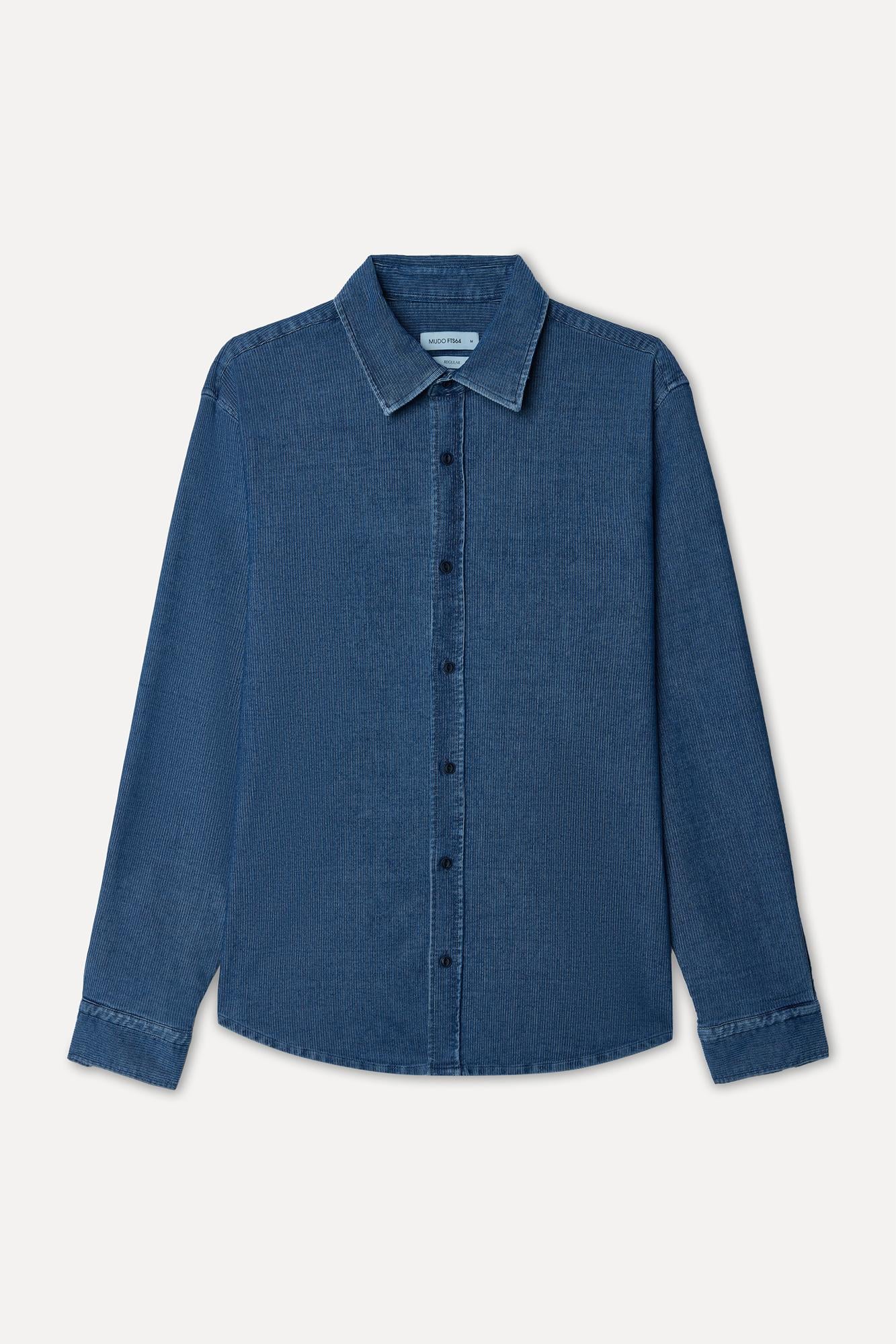 Erkek İndigo Regular Fit Uzun Kollu Gömlek