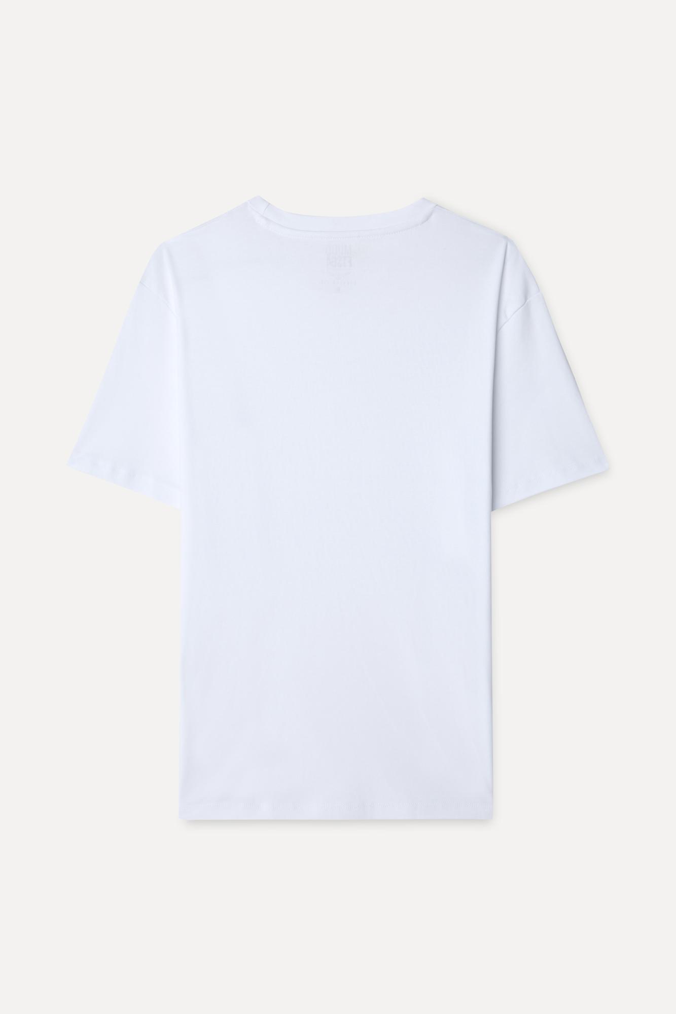 Erkek Beyaz Bisiklet Yaka T-Shirt