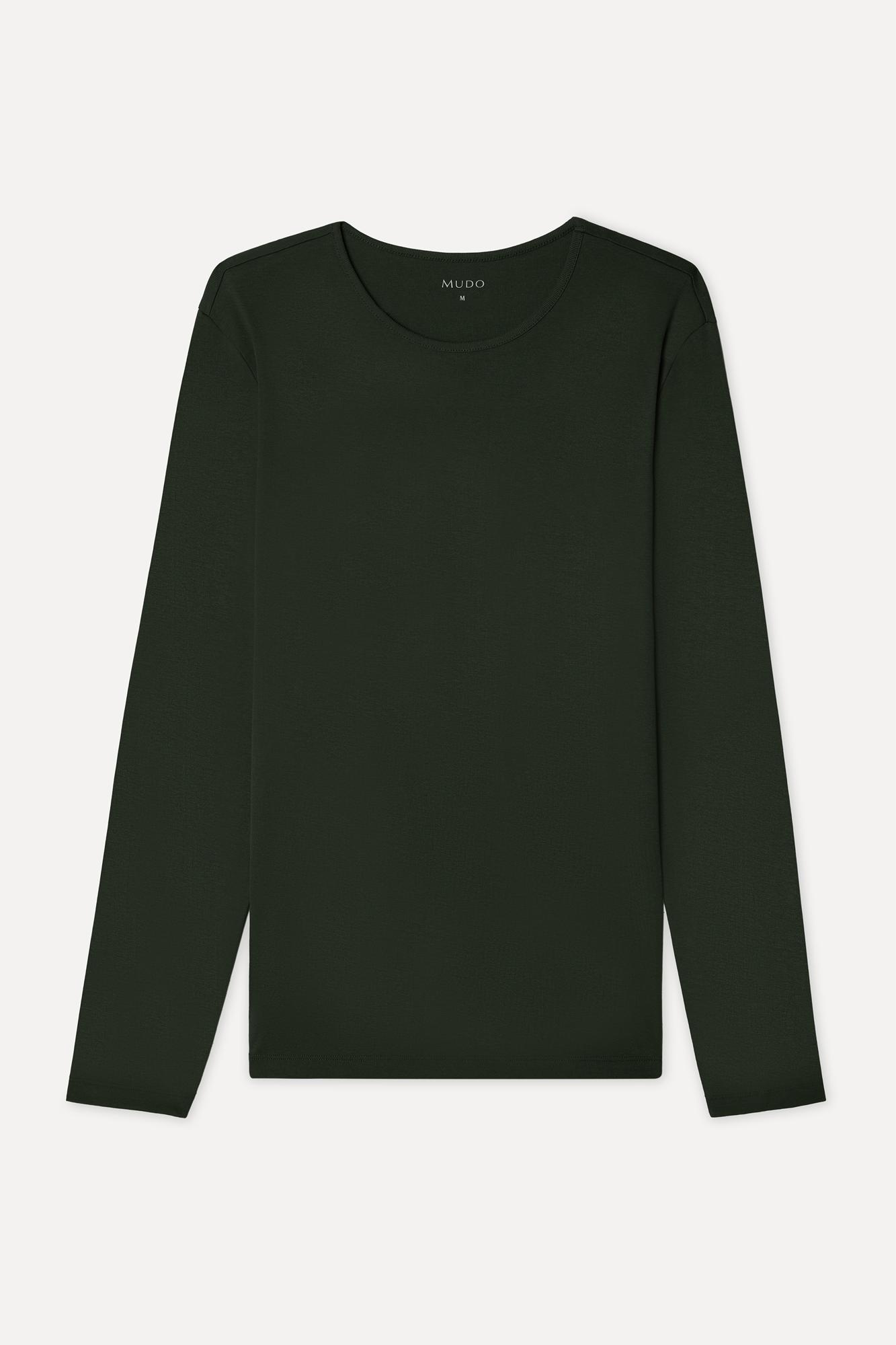 Erkek Haki Bisiklet Yaka Uzun Kollu T-Shirt
