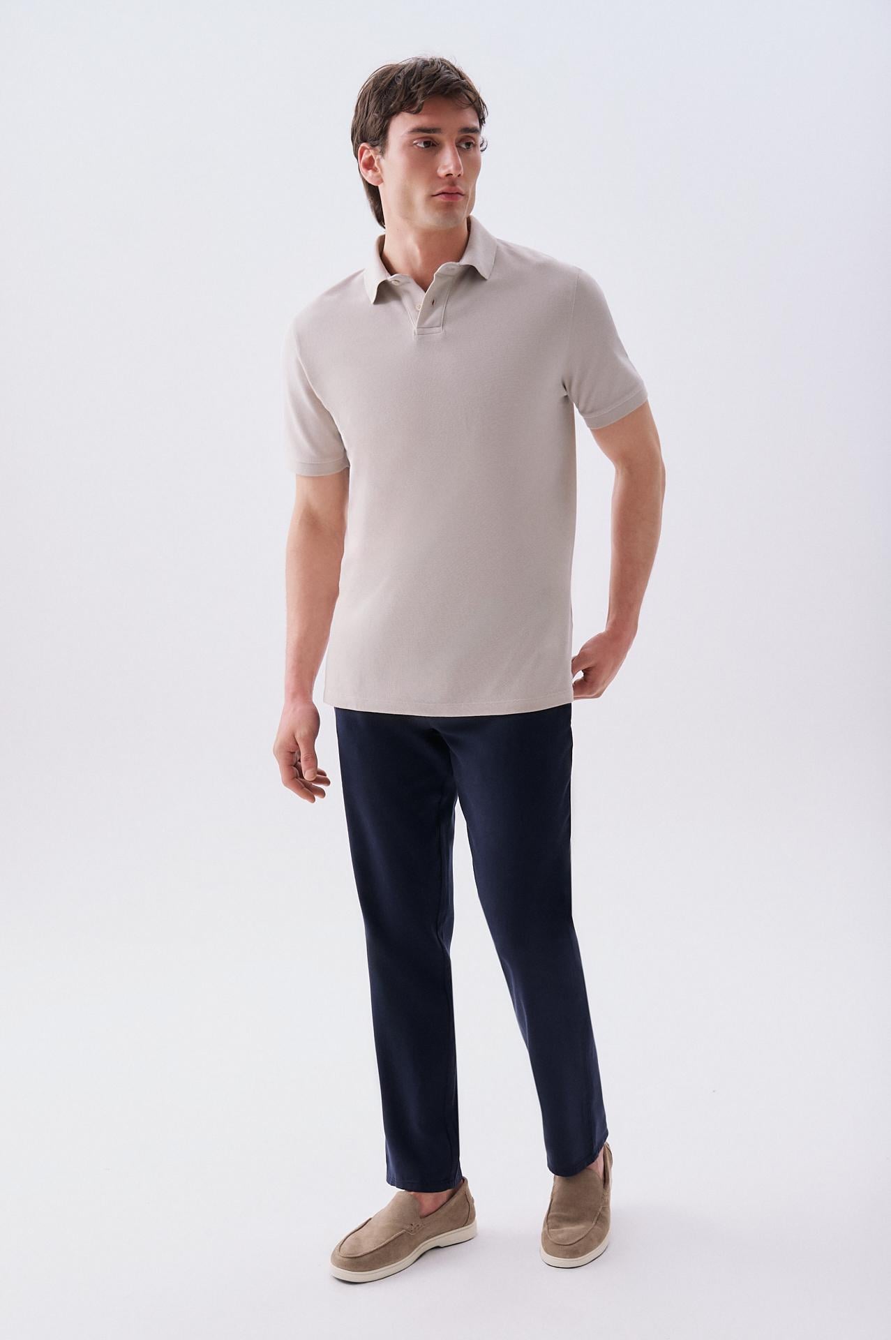Erkek Bej Polo Yaka T-Shirt