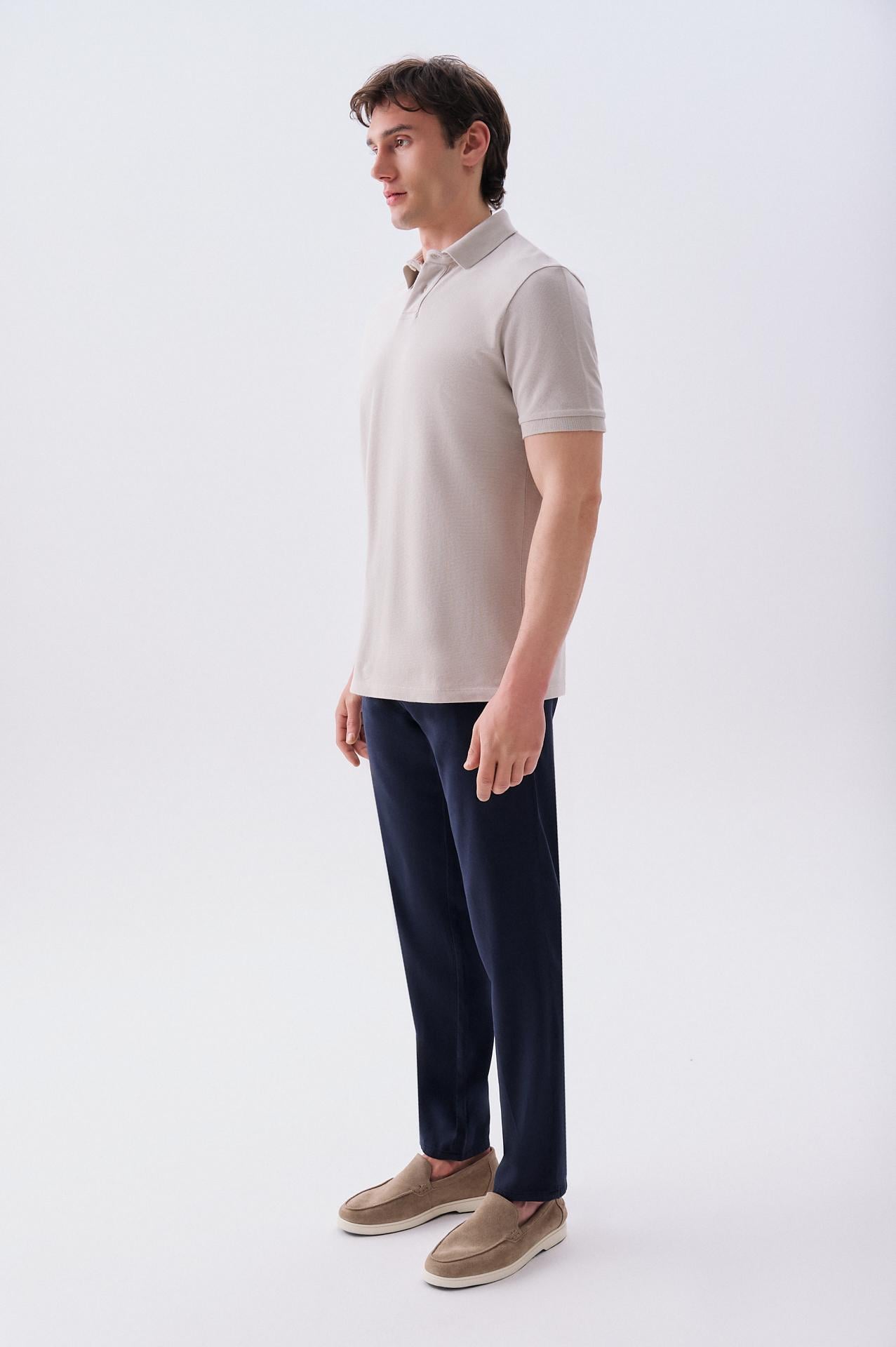 Erkek Bej Polo Yaka T-Shirt
