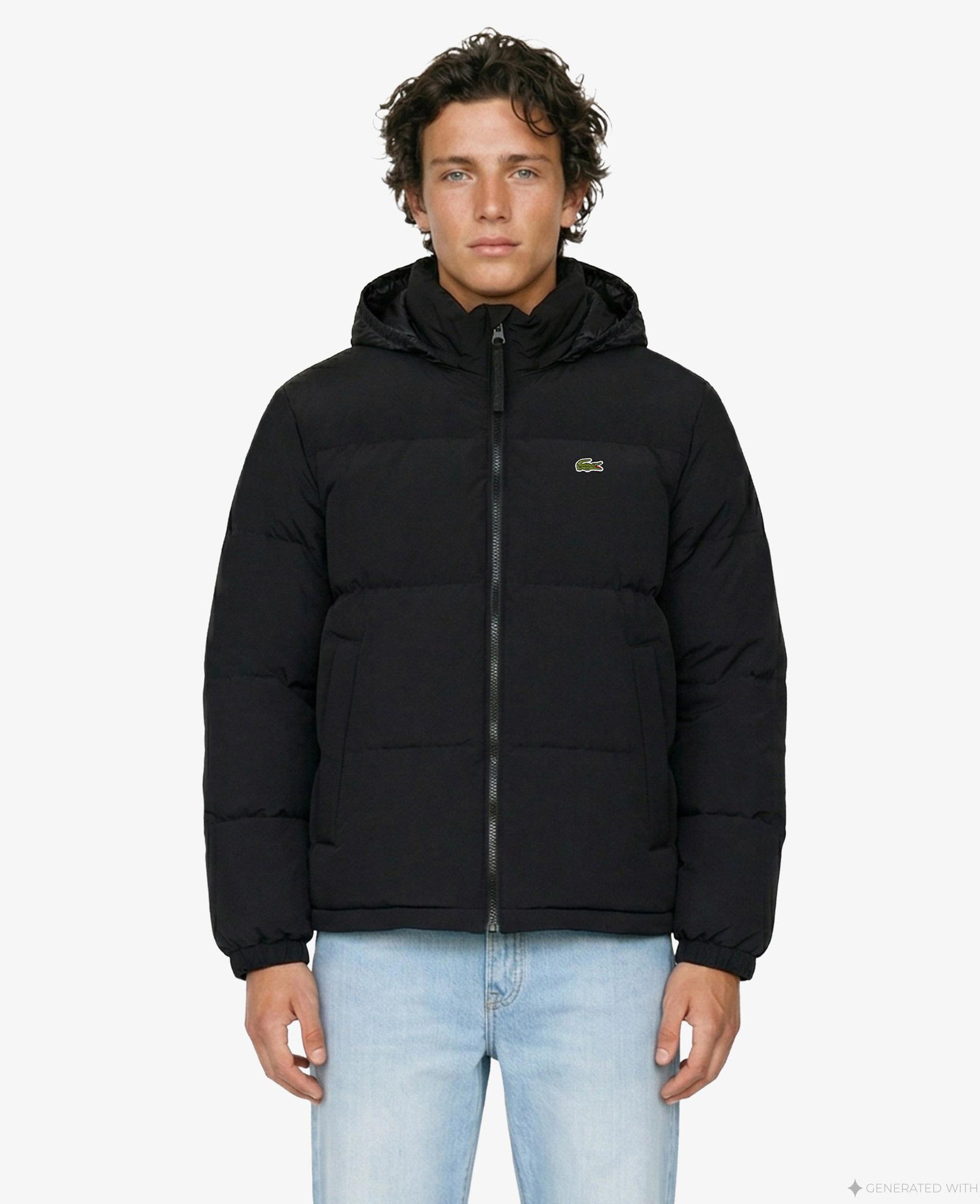 Erkek Relaxed Fit Kapüşonlu Siyah Mont