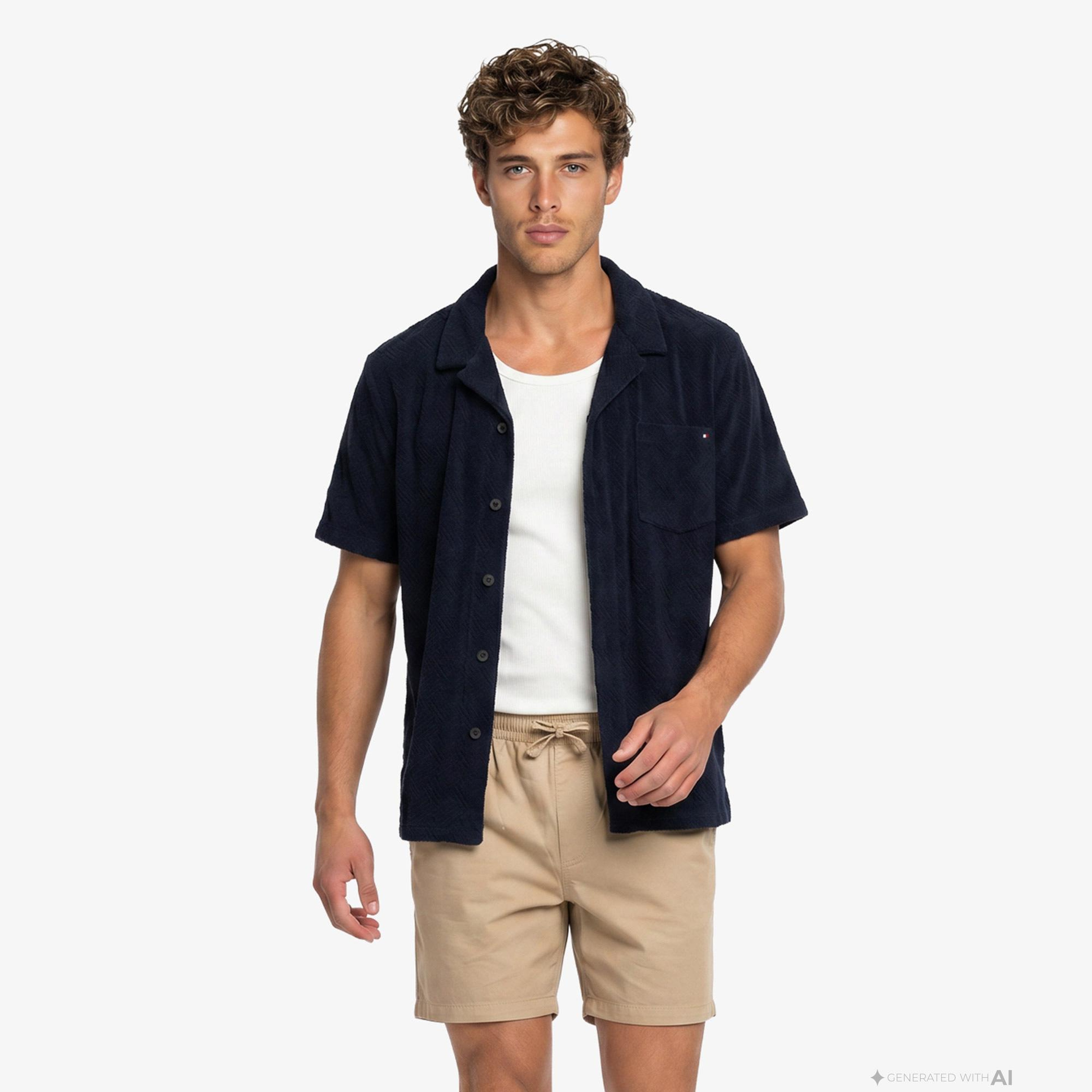 Tommy Hilfiger Essentials-C Erkek Lacivert Crop T-Shirt
