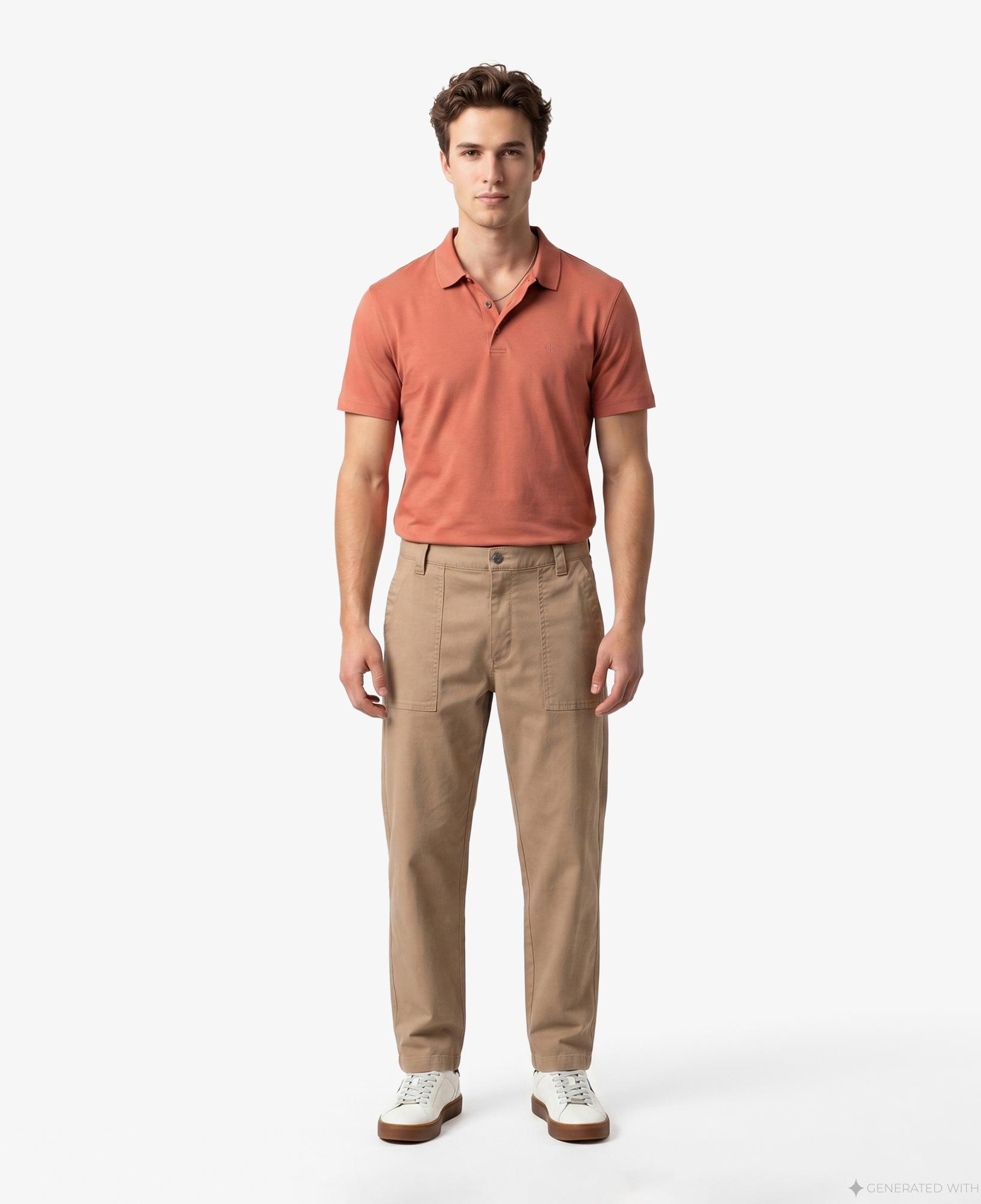 Calvin Klein Supima Chest Emb Erkek Kahverengi Polo