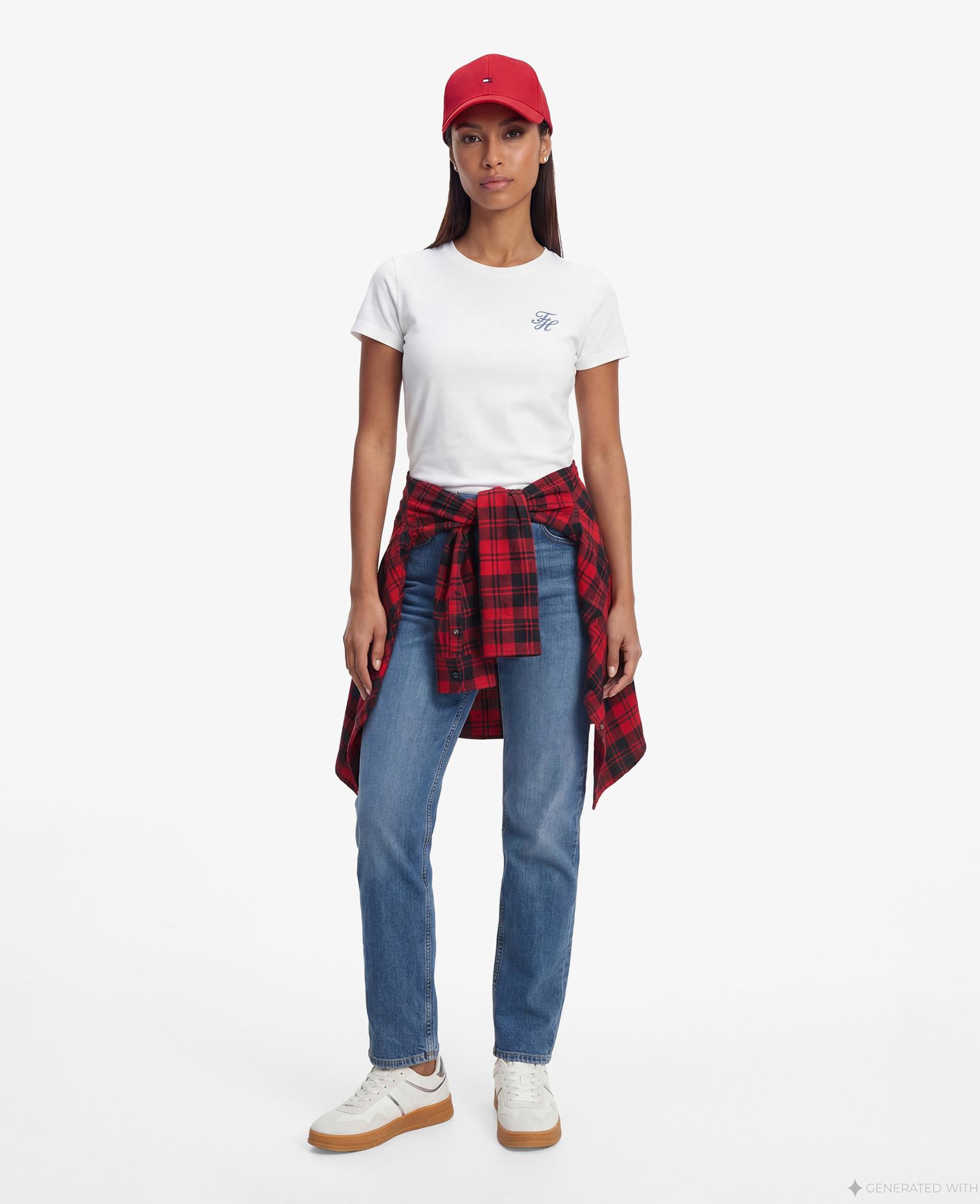 Tommy Hilfiger Script Kadın Beyaz T-Shirt