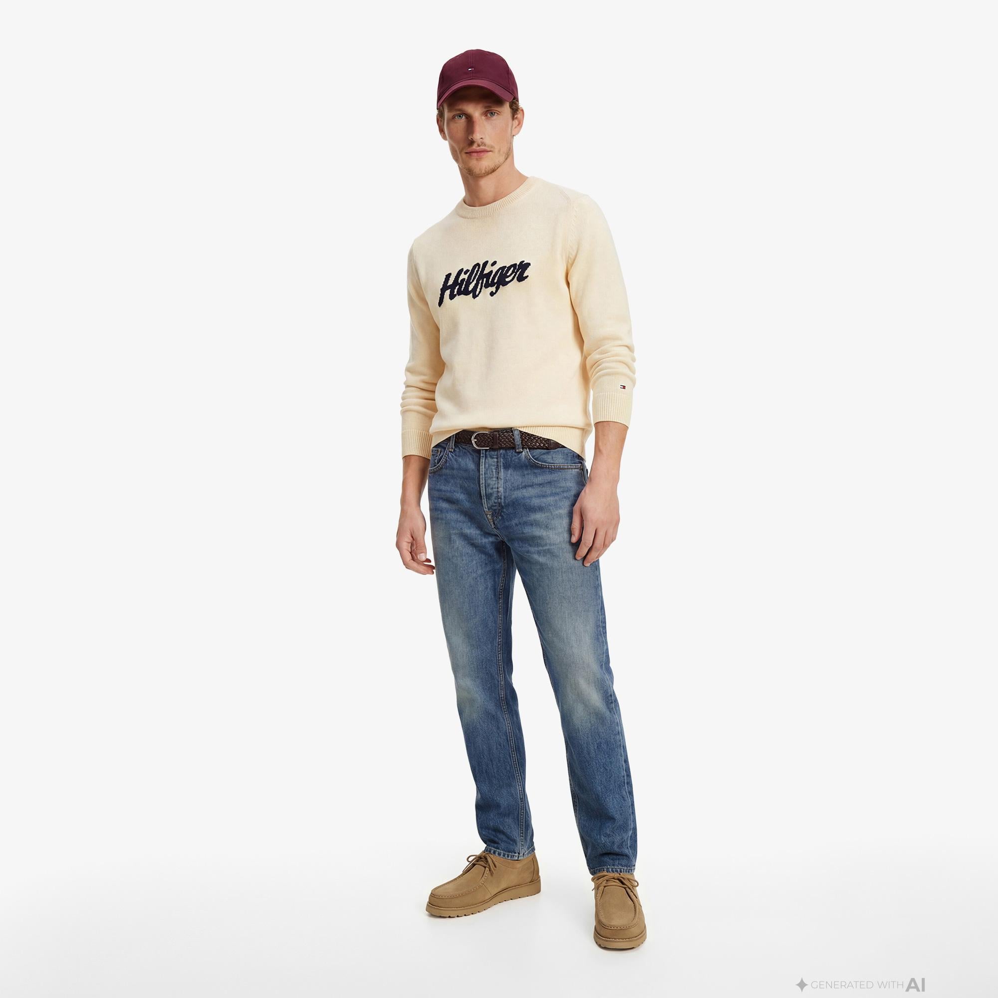 Tommy Hilfiger Seasonal Graphic Erkek Bej Triko