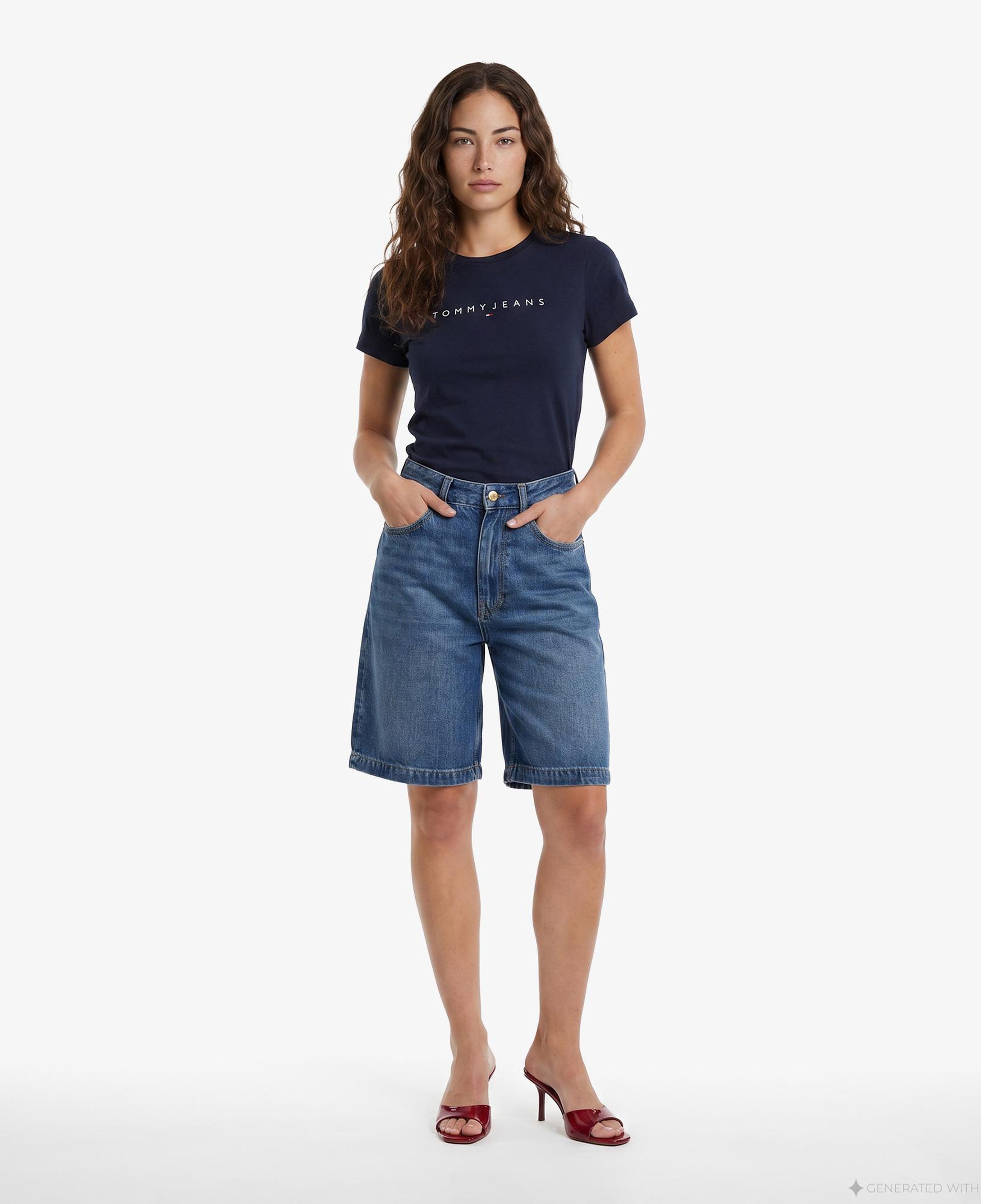 Tommy Hilfiger Linear Kadın Lacivert T-Shirt