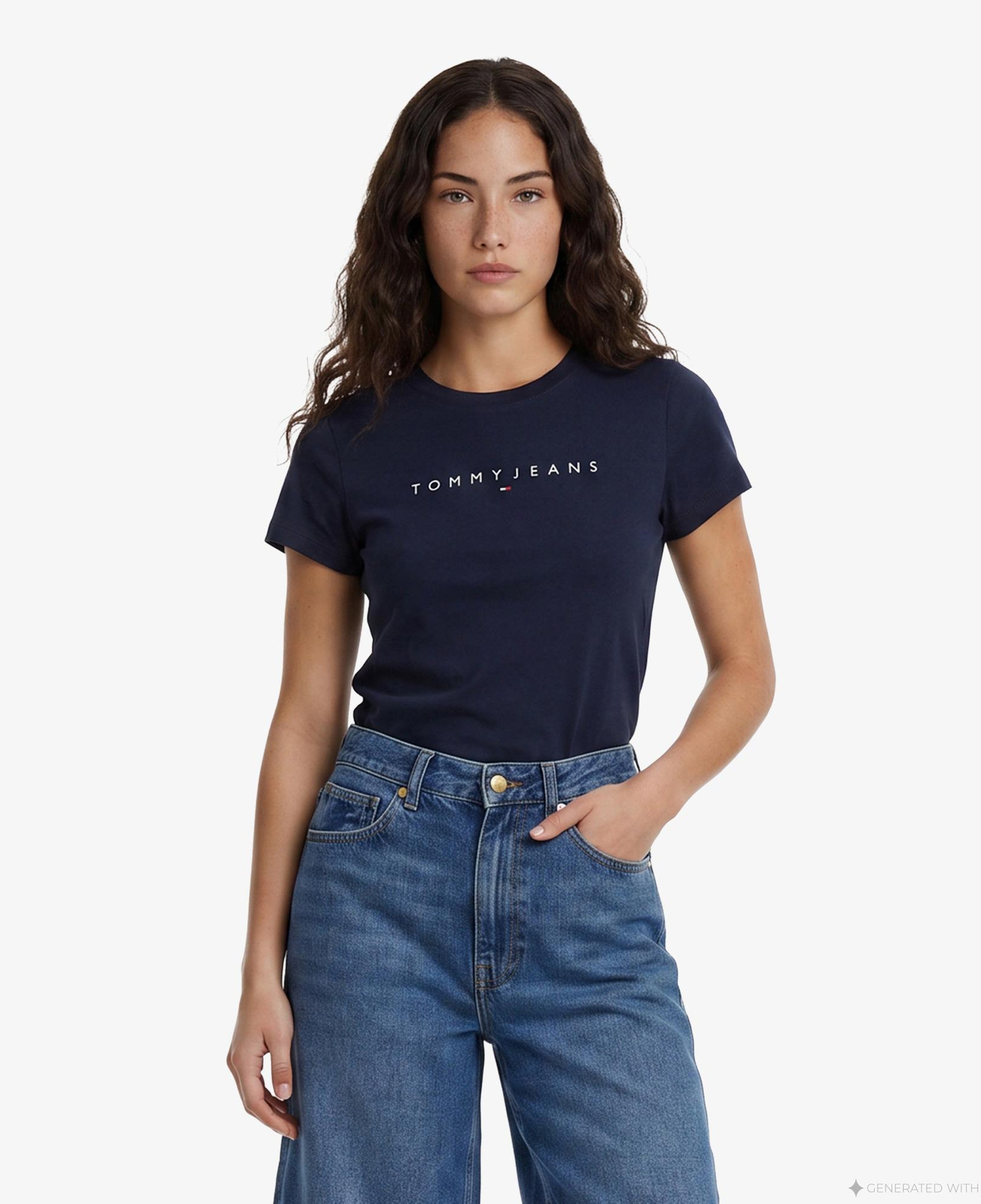 Tommy Hilfiger Linear Kadın Lacivert T-Shirt