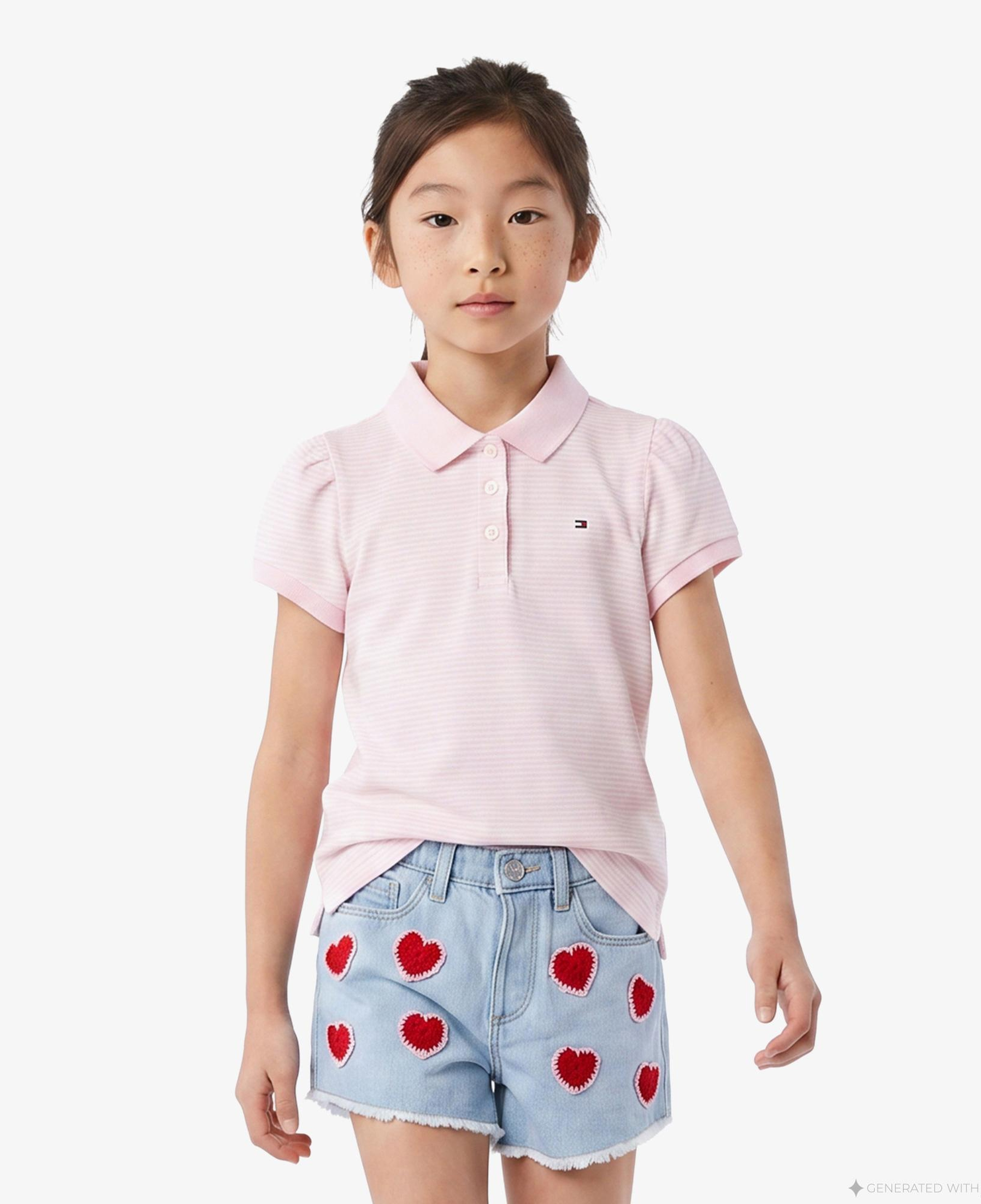 Tommy Hilfiger Little Çocuk Pembe Polo Yaka T-Shirt
