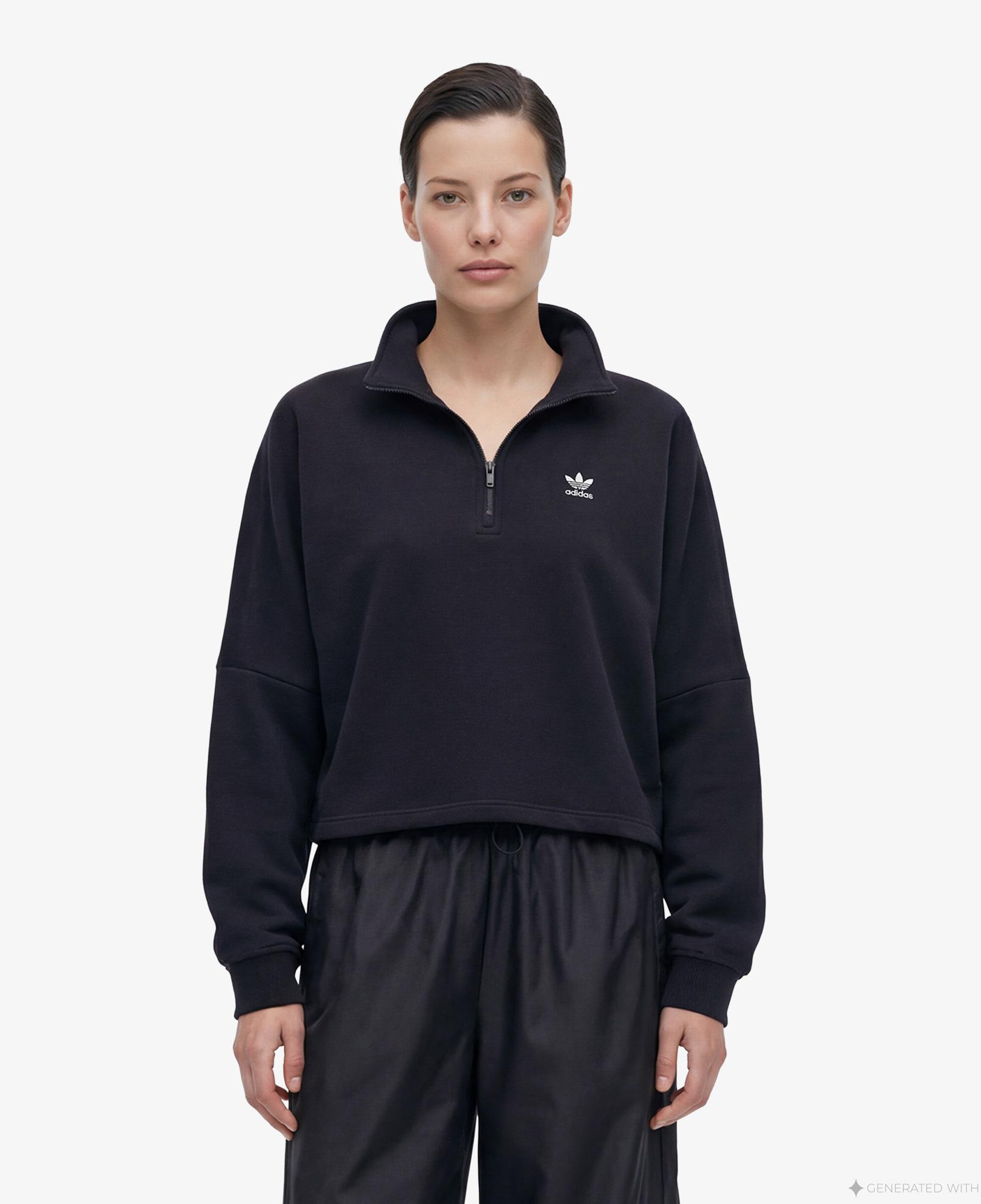 adidas Essentials Fleece 1/2 Zip Kadın Siyah Sweatshirt