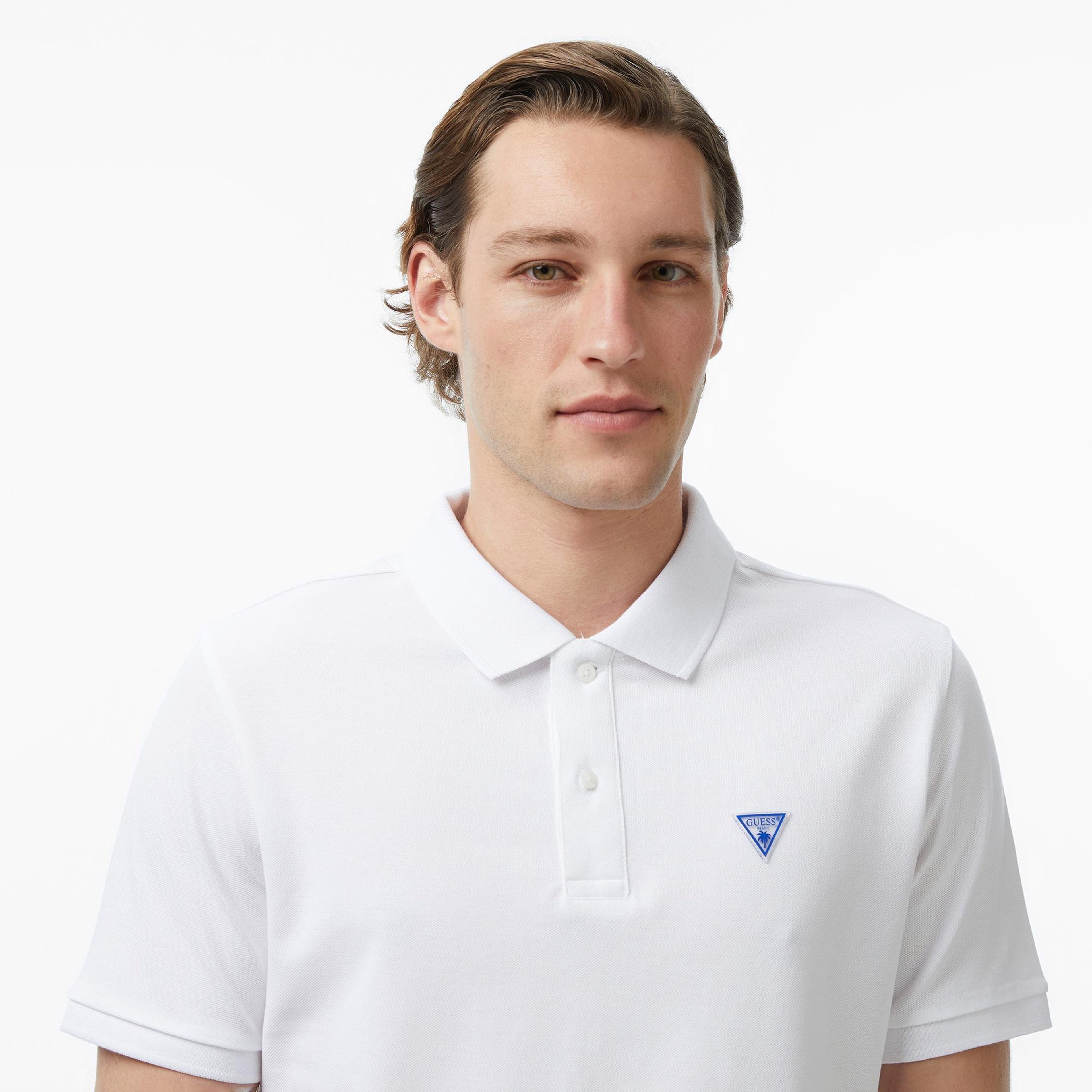 Guess Piquet Regular Fit Erkek Beyaz Polo