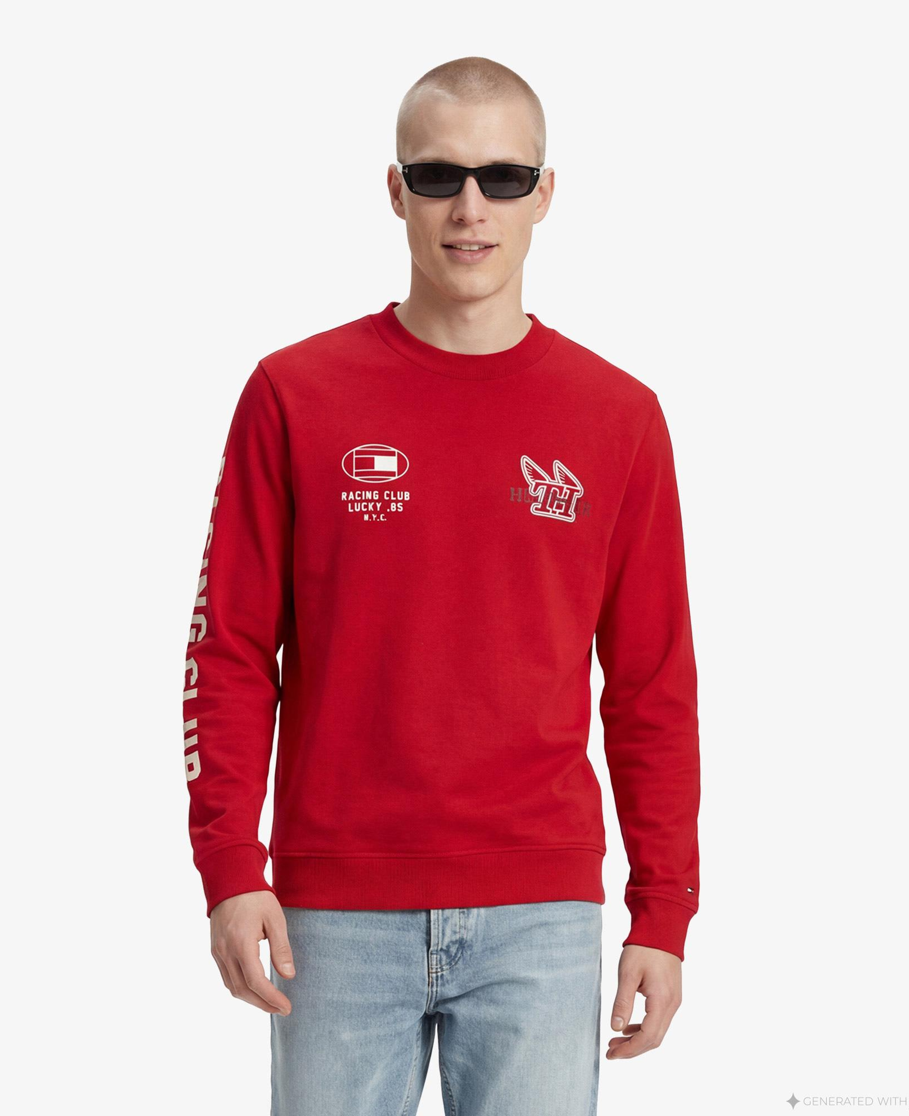 Tommy Hilfiger Moto Pack Erkek Kırmızı Uzun Kollu T-Shirt