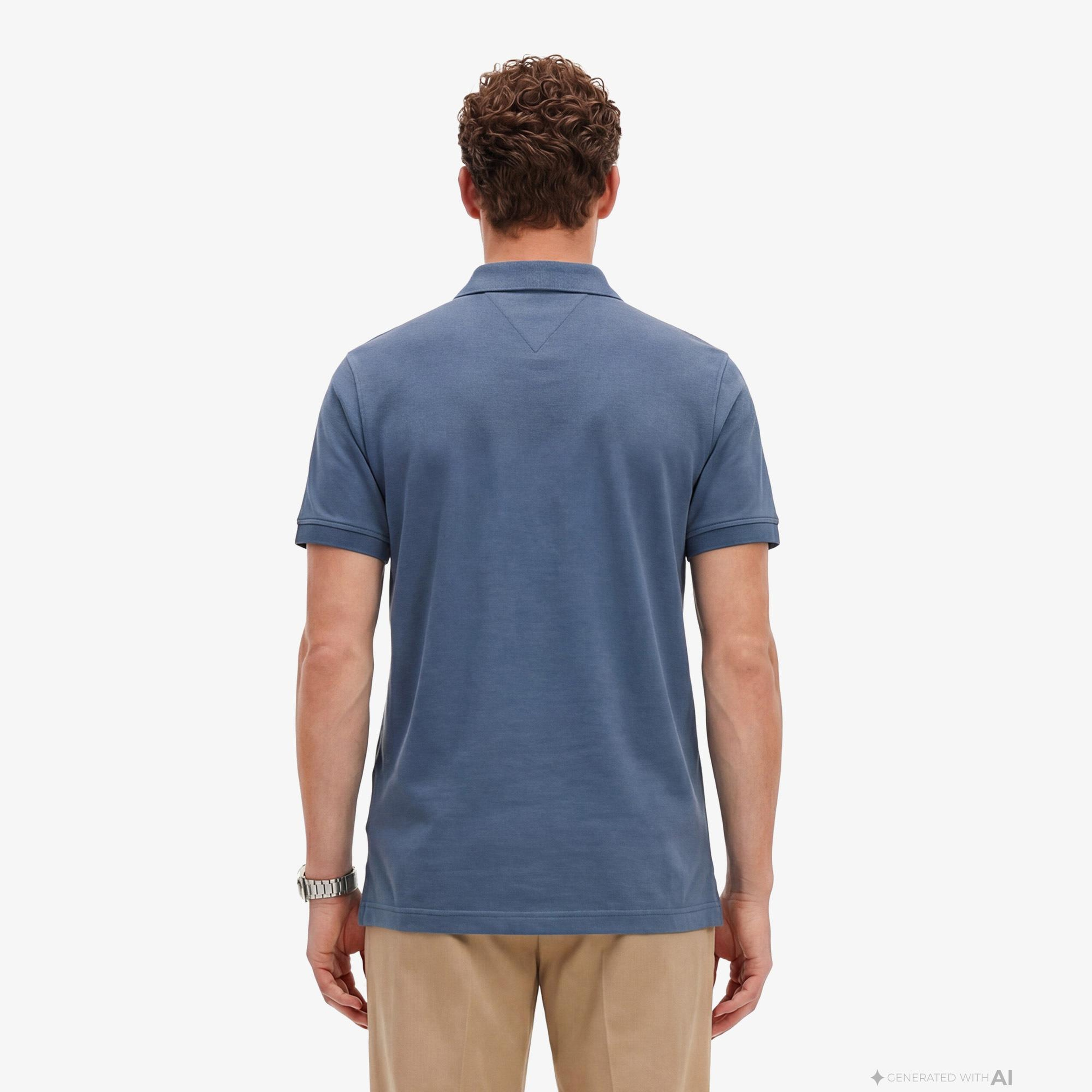 Tommy Hilfiger Elevated Essentials Erkek Mavi Polo Yaka T-Shirt