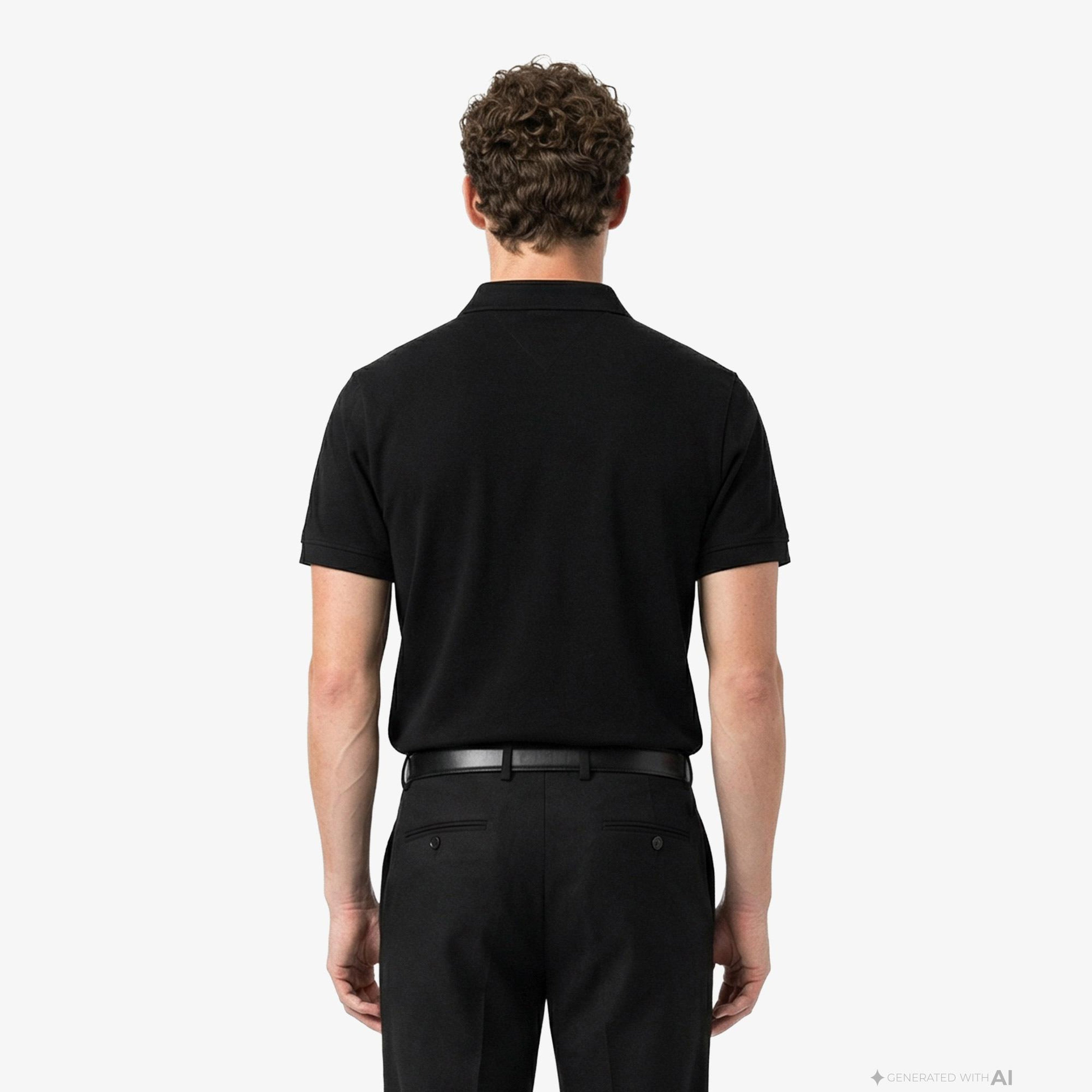 Tommy Hilfiger Classic Flag Erkek Siyah Polo Yaka T-Shirt
