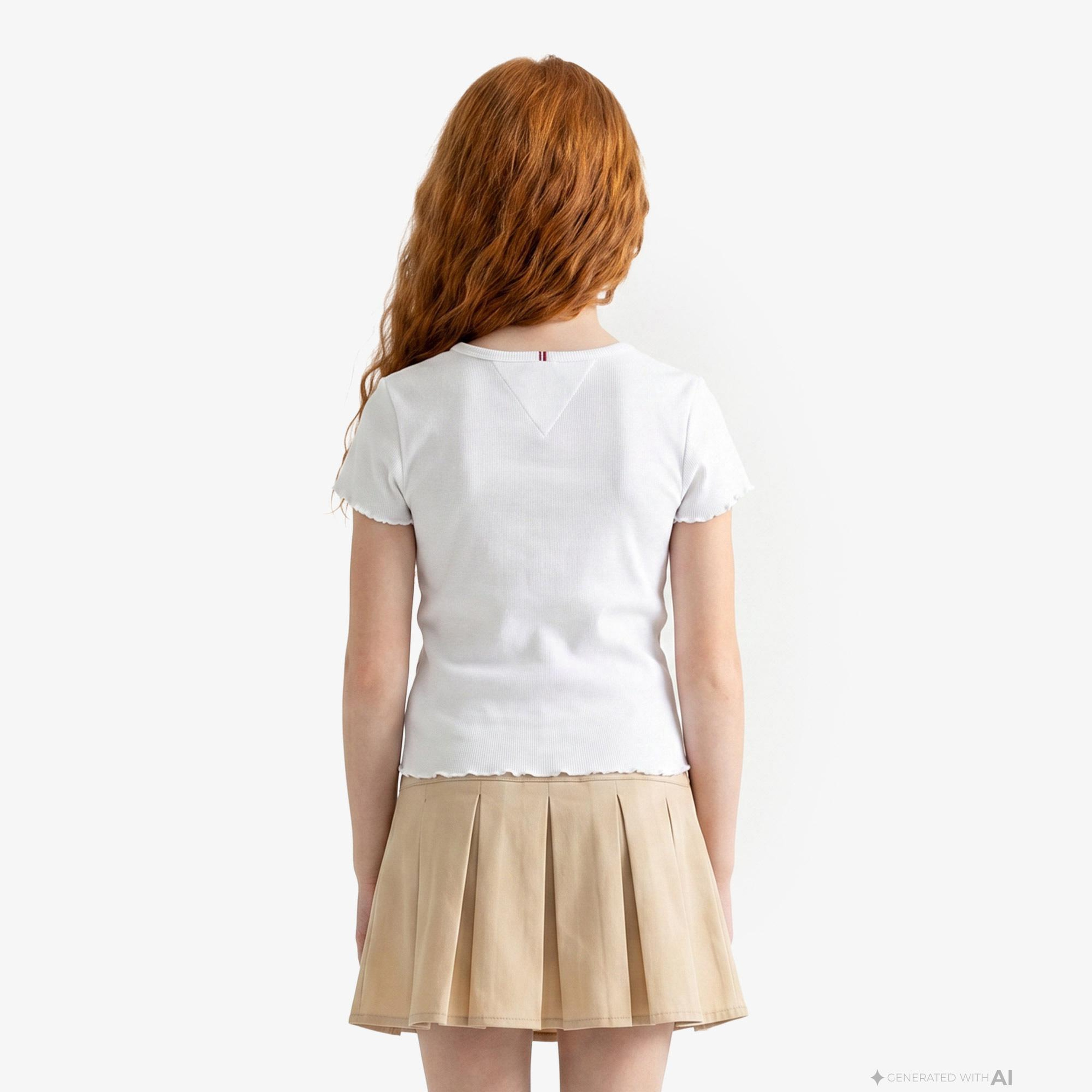 Tommy Hilfiger Star Çocuk Beyaz Crop T-Shirt