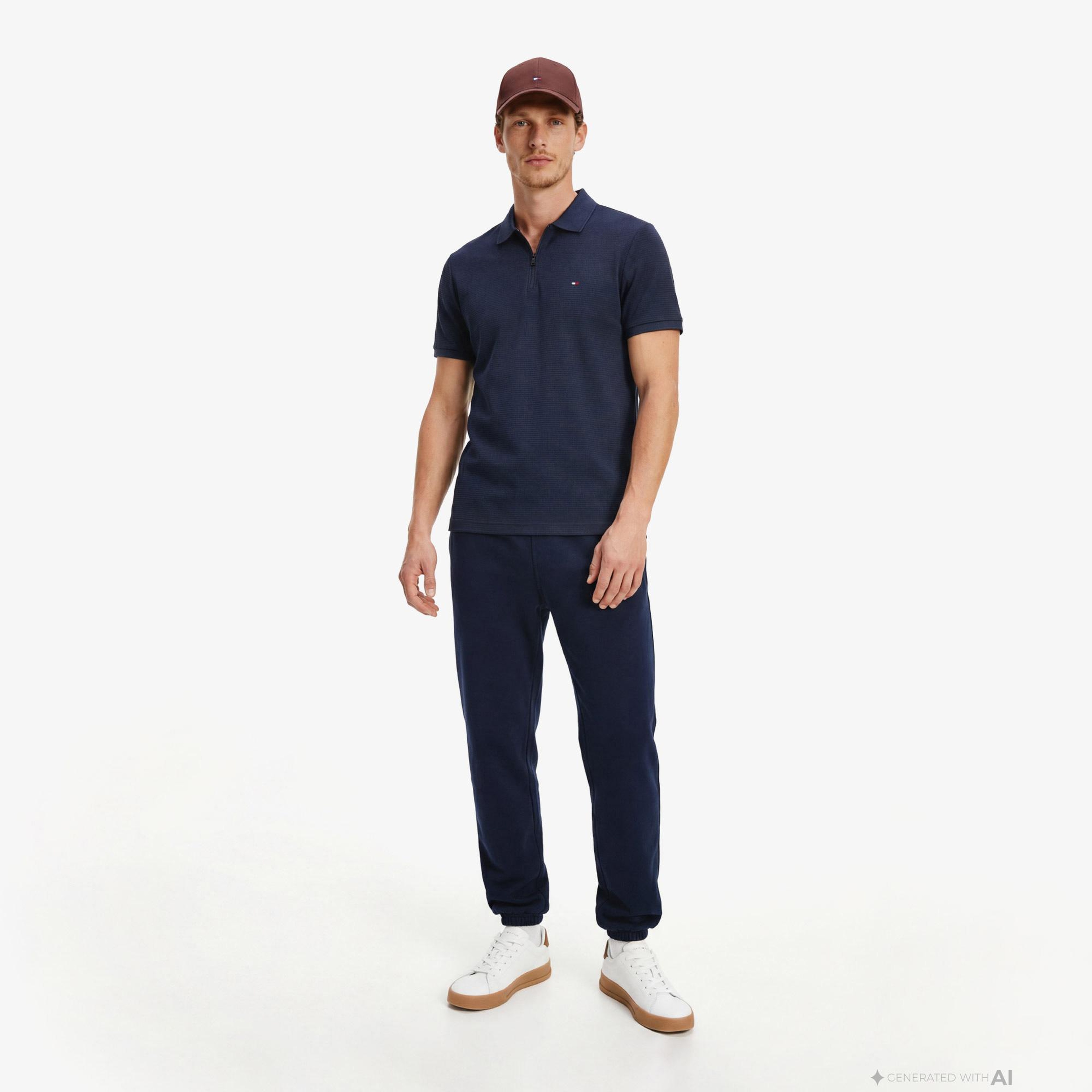 Tommy Hilfiger Performance Erkek Lacivert Polo Yaka T-Shirt