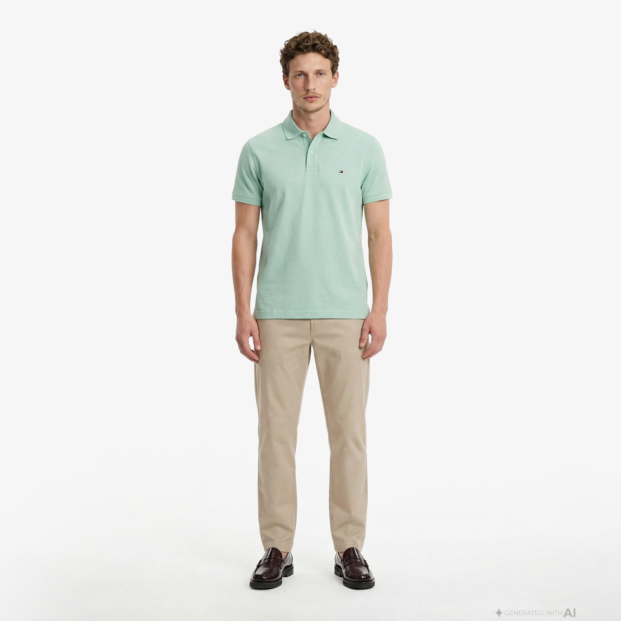 Tommy Hilfiger Core Essentials Erkek Yeşil Polo Yaka T-Shirt